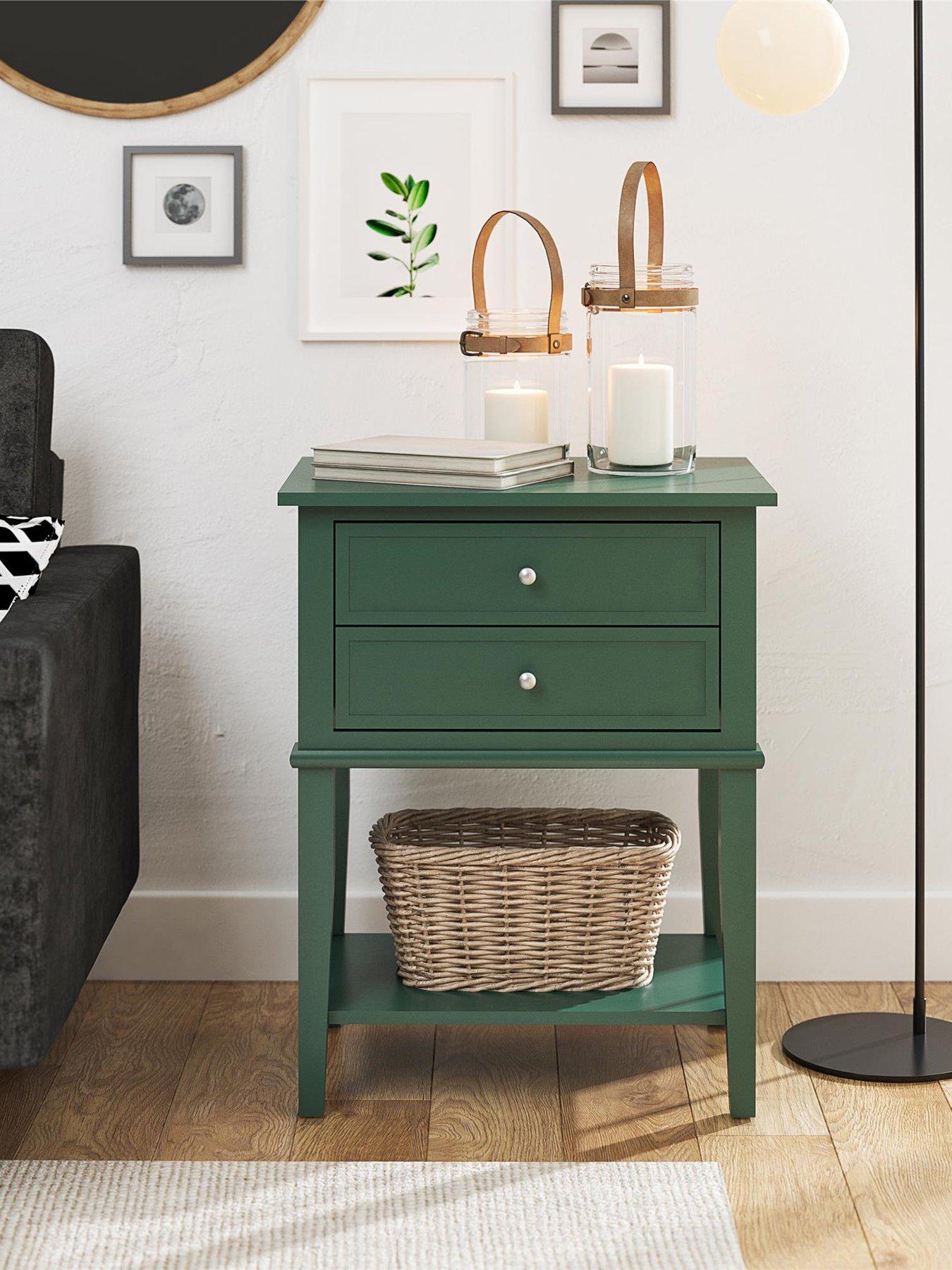 Dorel Home Franklin Accent Table With 2 Drawers Hunter Green
