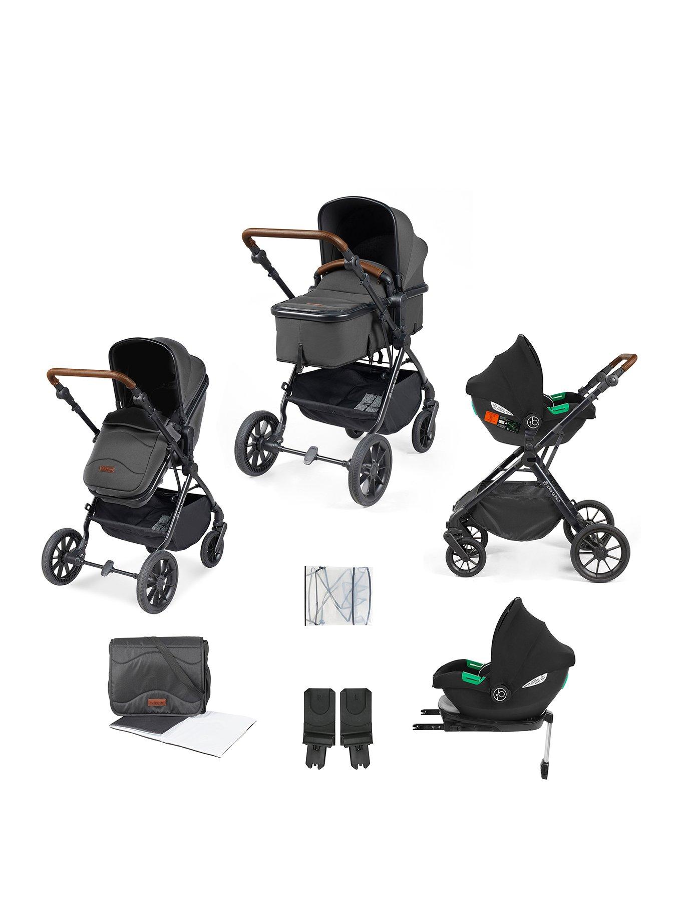 Image 1 of 6 of Ickle Bubba Cosmo All-in-One i-Size Travel System with Cirrus Car Seat & ISOFIX Base - Black / Graphite / Tan