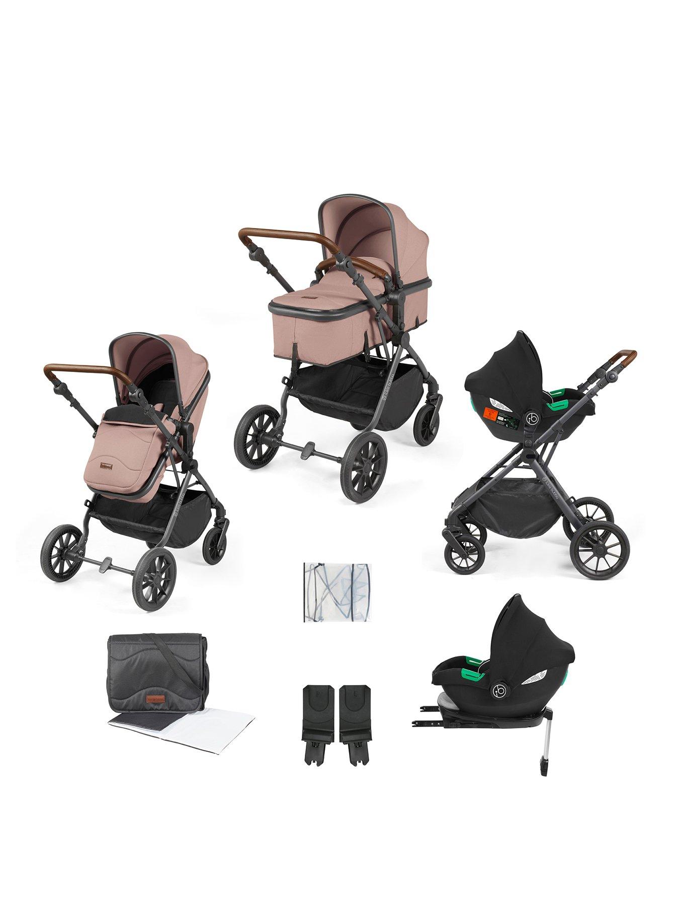 Ickle Bubba Cosmo All-in-One i-Size Travel System with Cirrus Car Seat  &  ISOFIX Base - Gunmetal / Desert / Tan