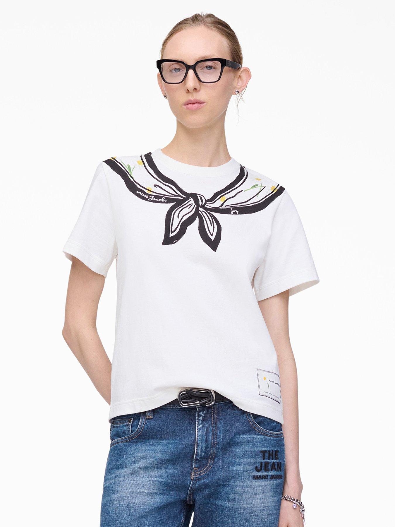 front image of marc-jacobs-trompe-loeil-scarf-tee-white