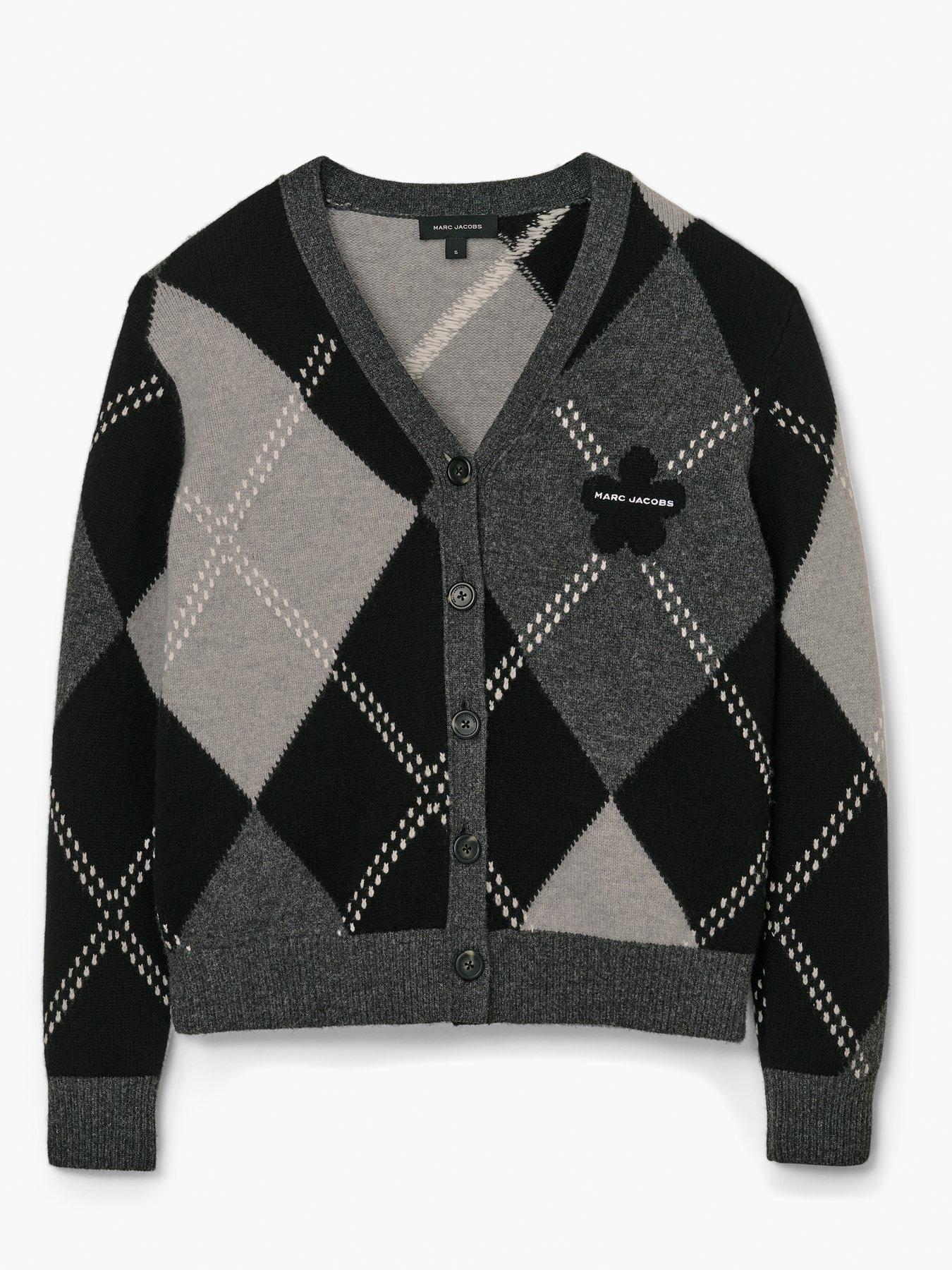  image of marc-jacobs-preppy-daisy-argyle-cardigan-black