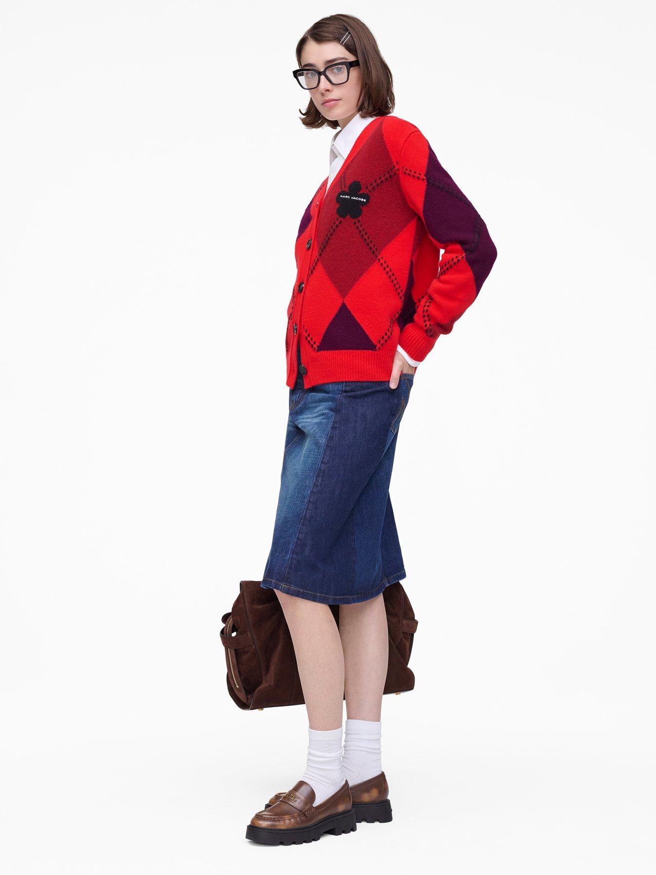  image of marc-jacobs-preppy-daisy-argyle-cardigan-red