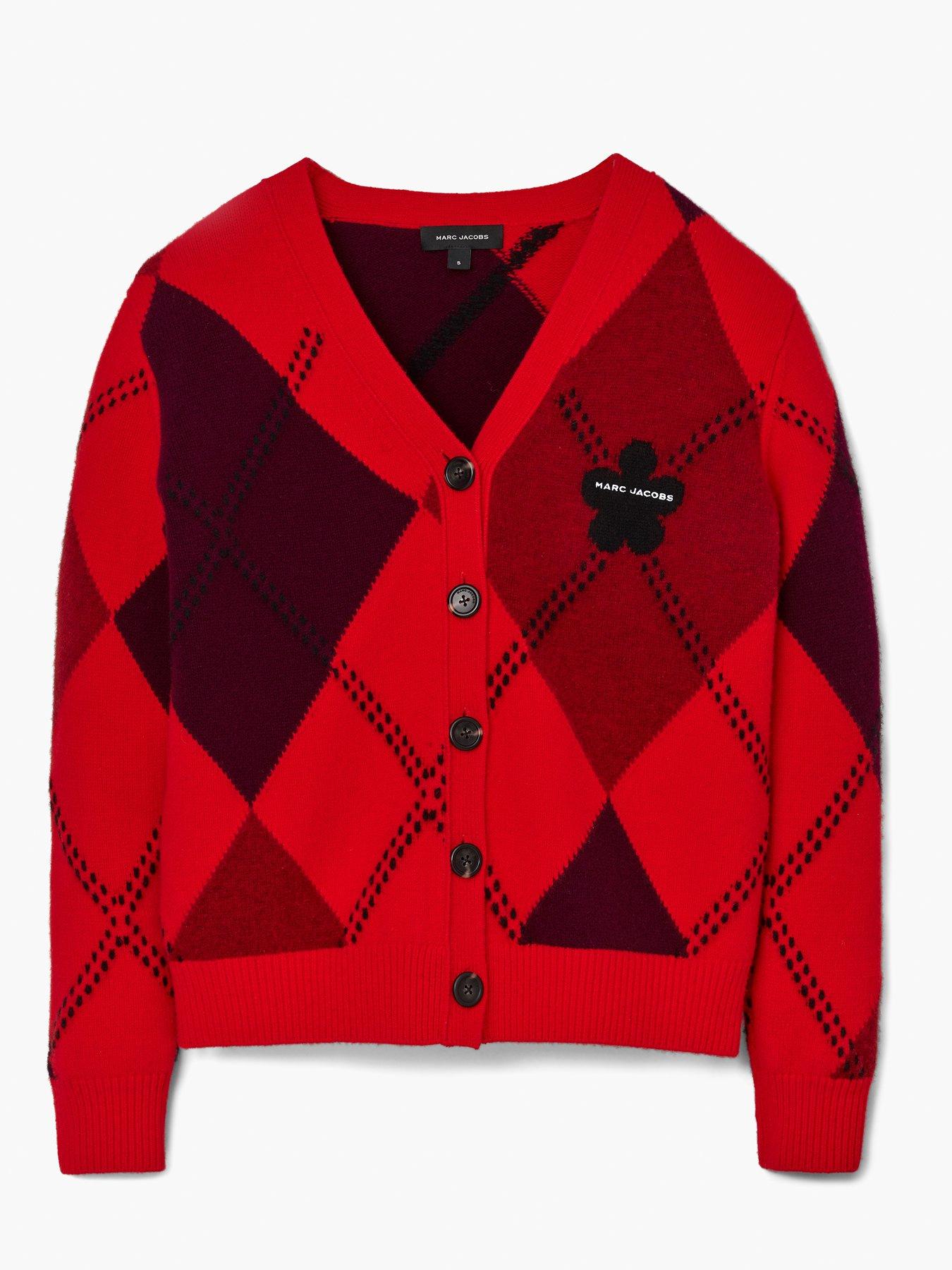  image of marc-jacobs-preppy-daisy-argyle-cardigan-red