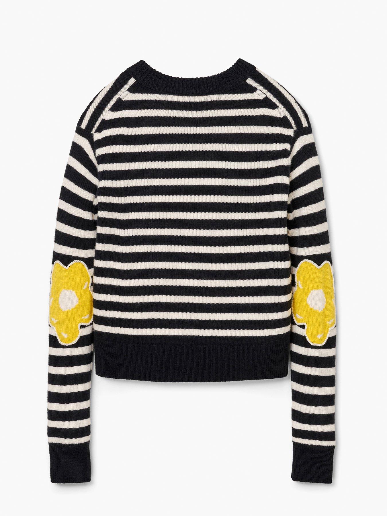  image of marc-jacobs-joy-striped-crew-neck-jumper-black