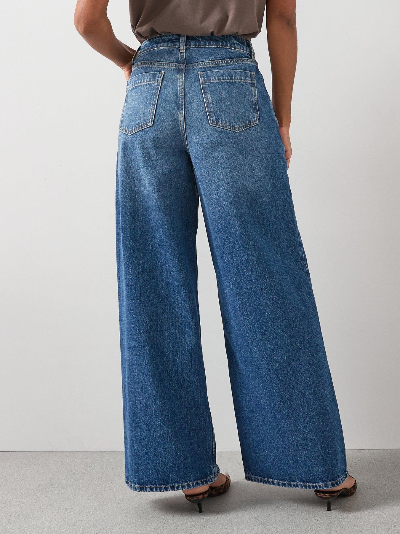 stillFront image of the-very-collection-high-waist-wide-leg-jeans-dark-wash
