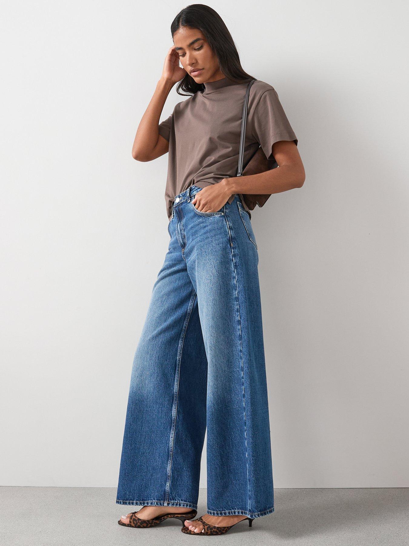  image of the-very-collection-high-waist-wide-leg-jeans-dark-wash