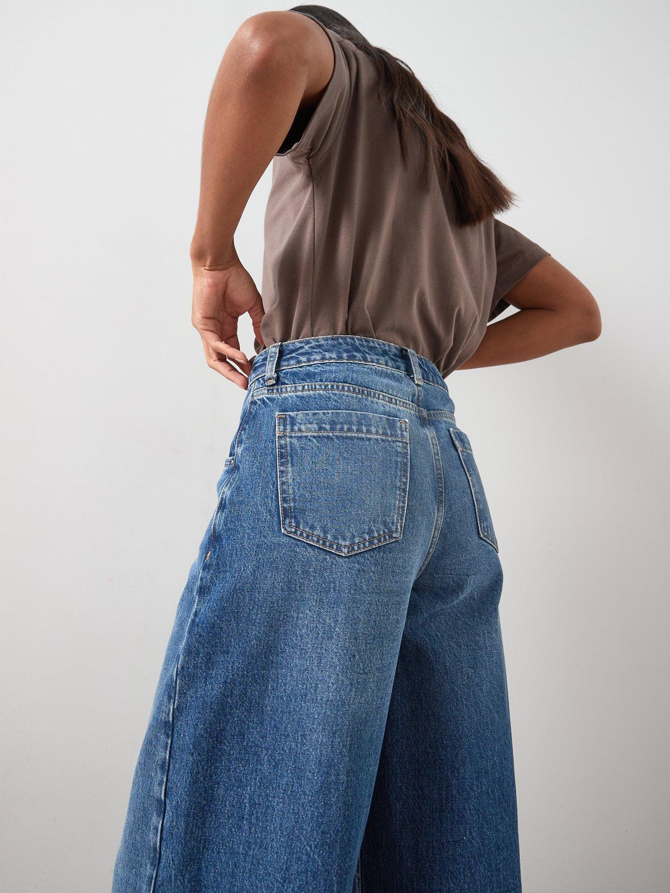  image of the-very-collection-high-waist-wide-leg-jeans-dark-wash