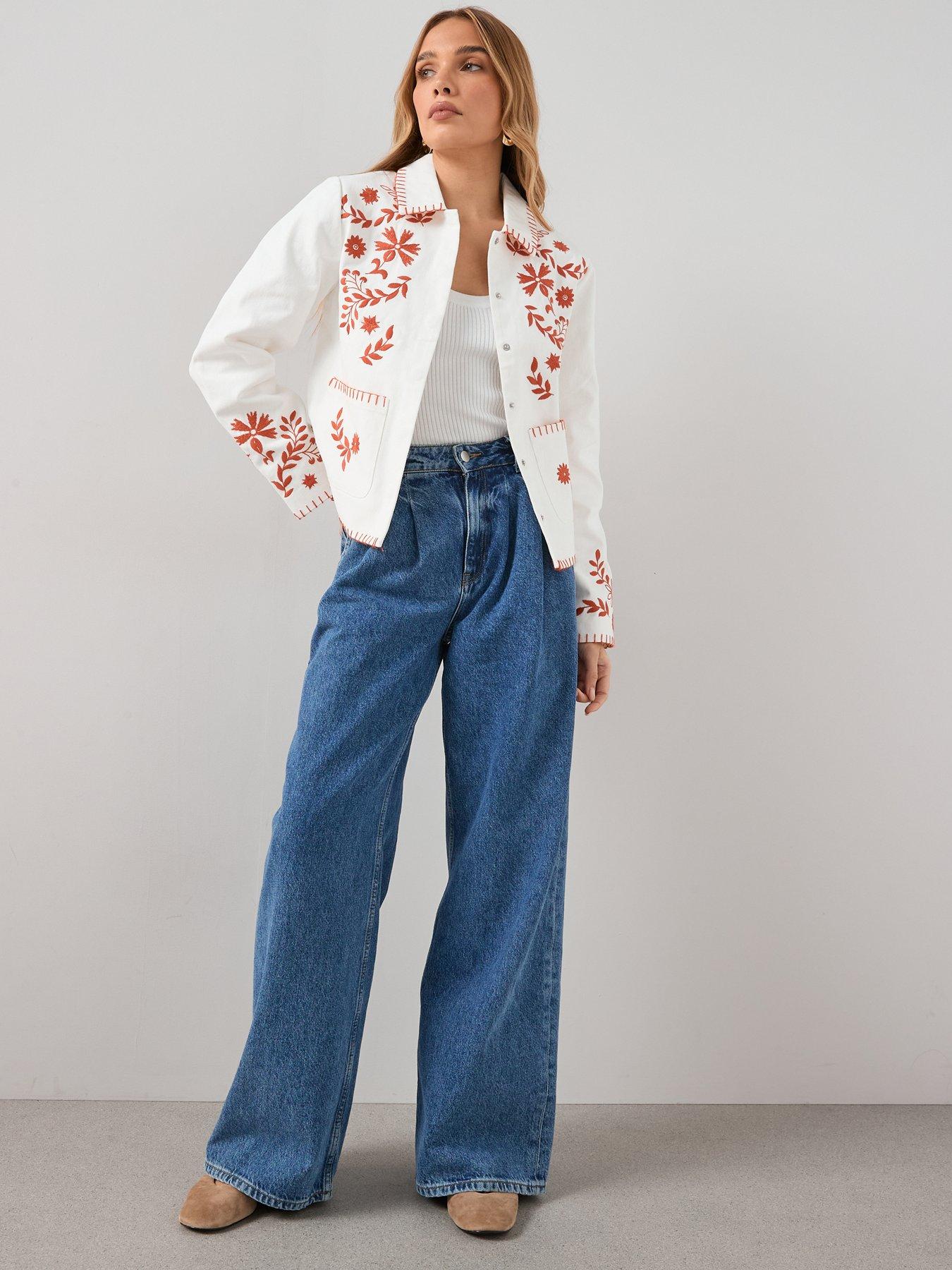 The Very Collection High Waist Pleat Top Jeans - Mid Wash