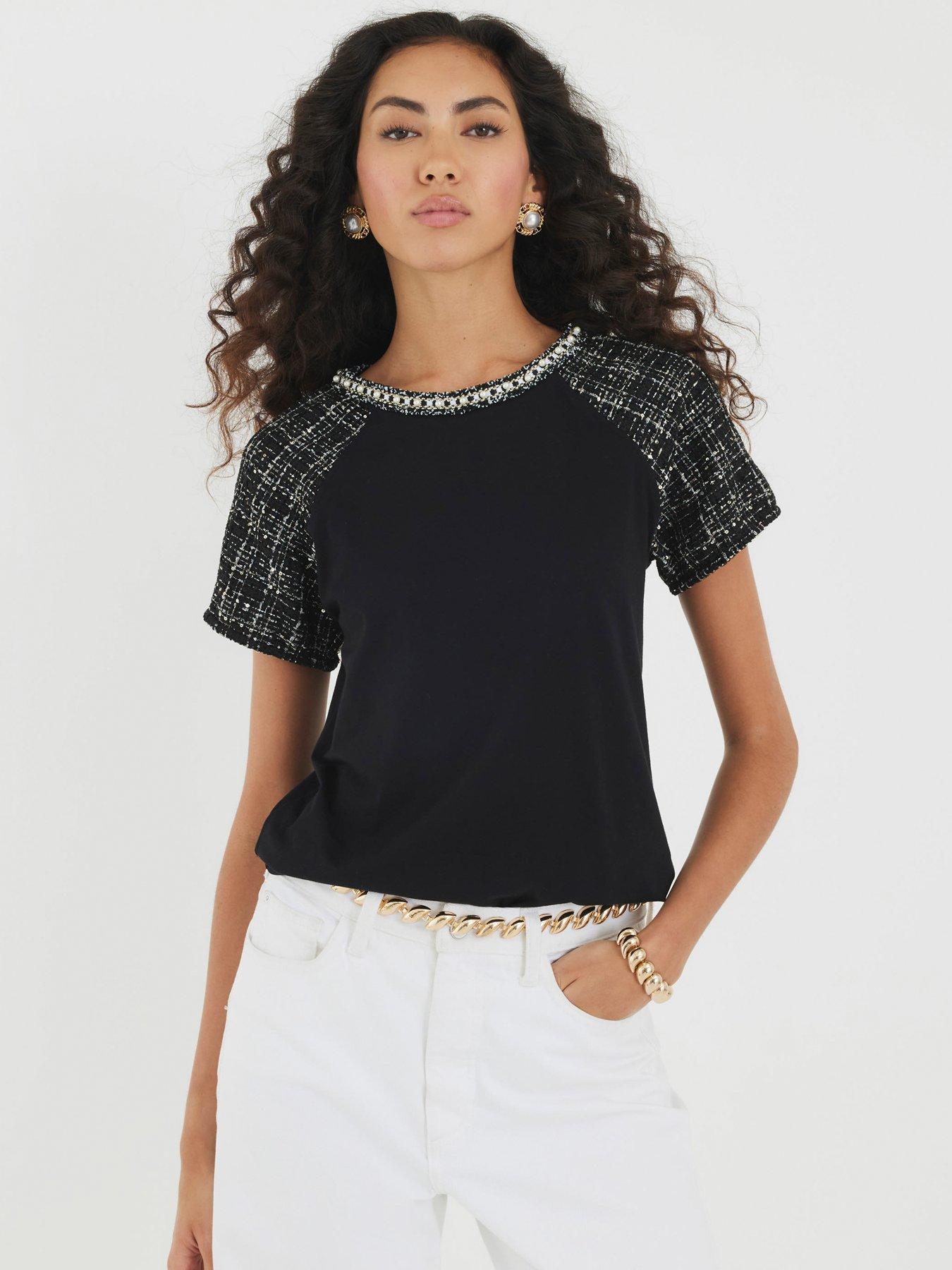 undefined Short Sleeve Boucle Boutique T-Shirt - Black