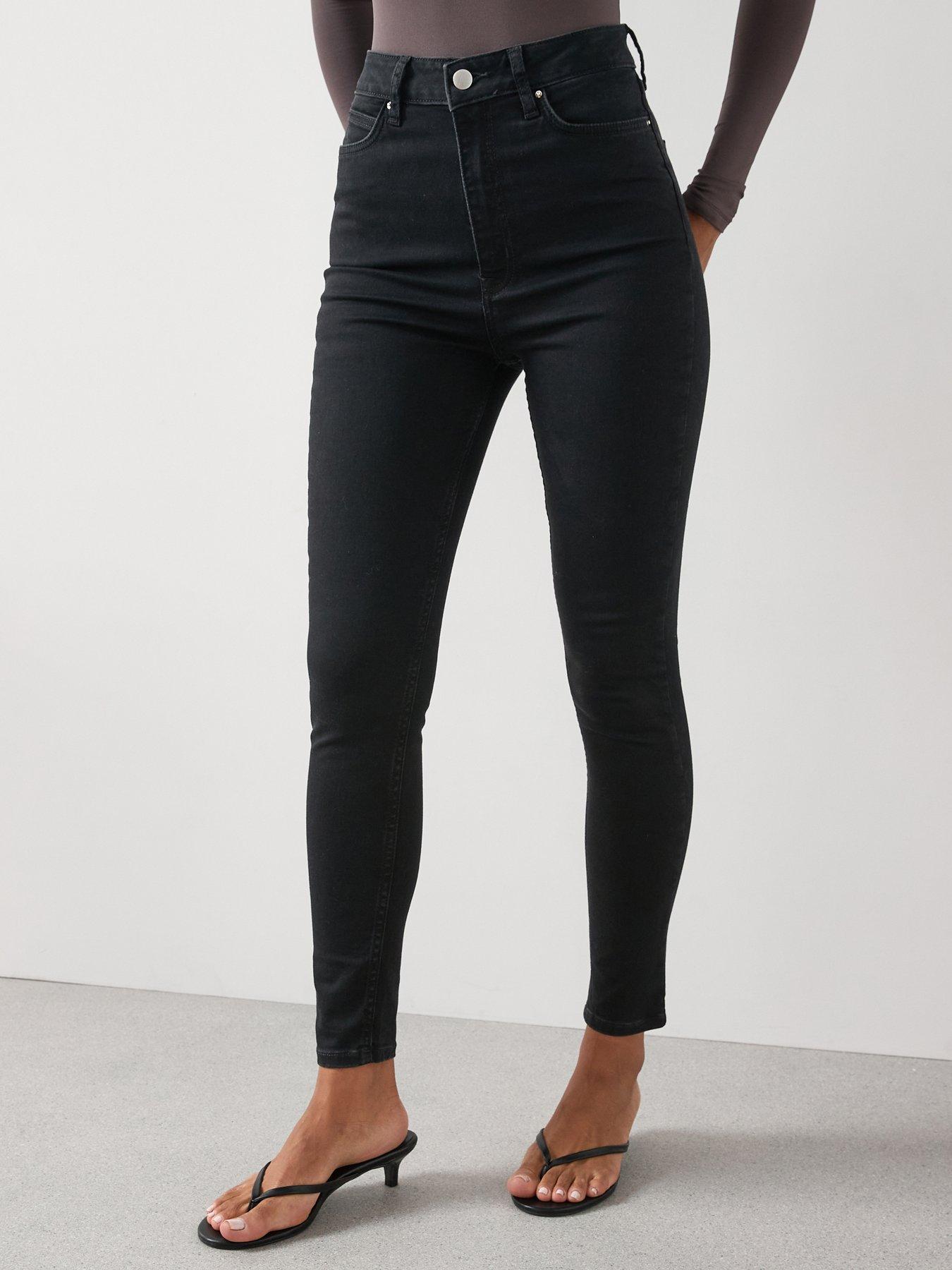 front image of the-very-collection-authentic-high-waist-skinny-jeans-black