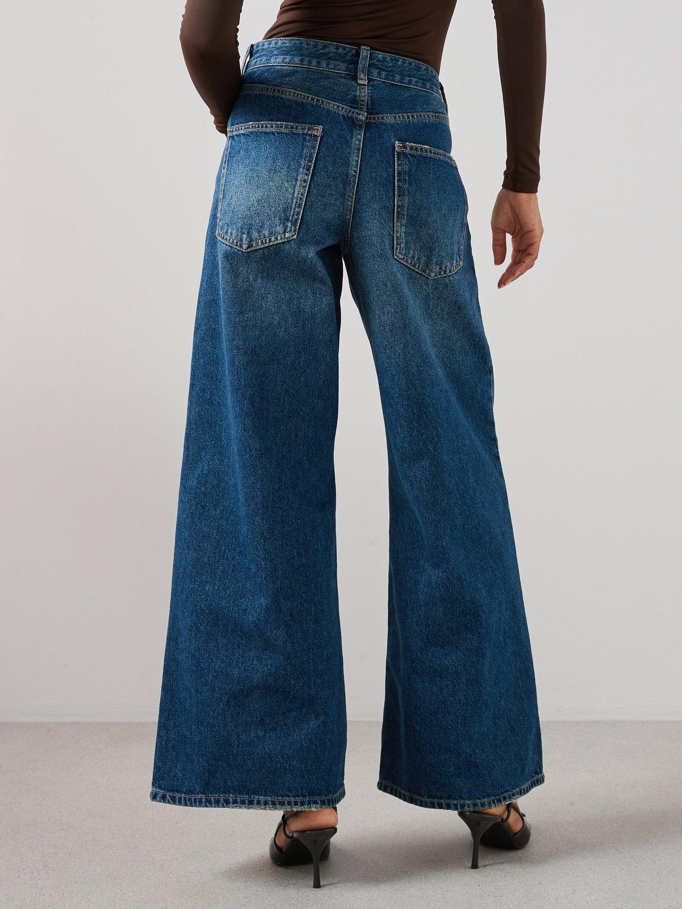  image of the-very-collection-drape-wrap-wide-leg-jeans-dark-wash