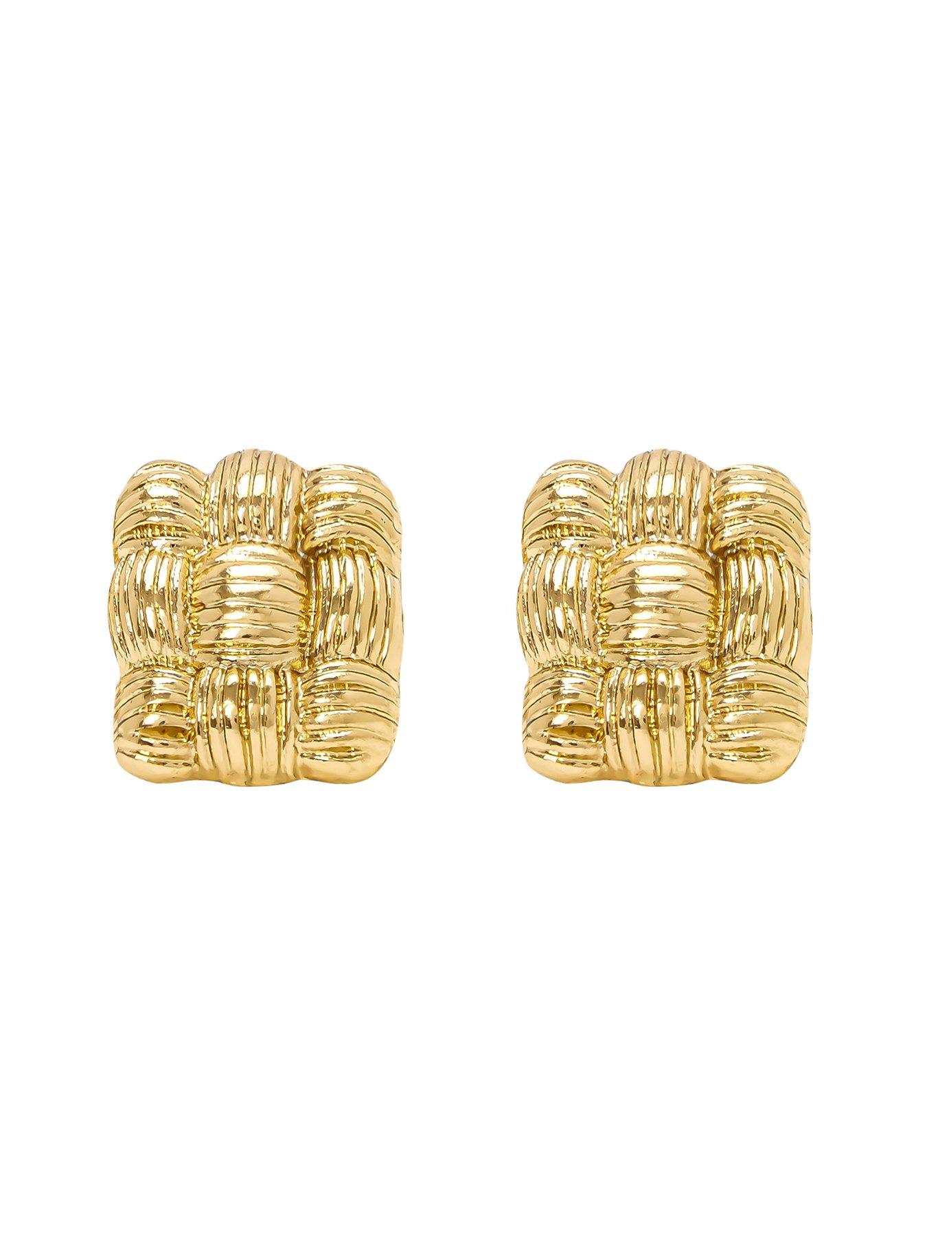 Image 3 of 3 of The Love Collection Gold Lattice Stud Earrings