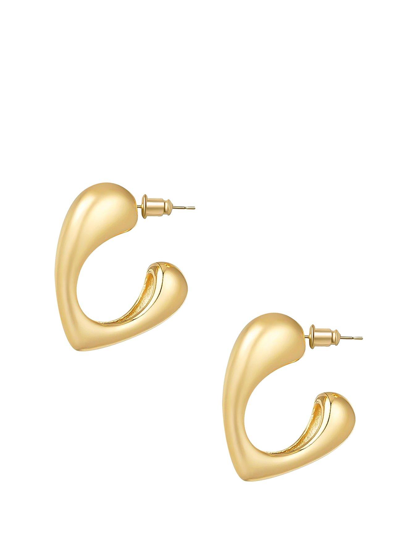 undefined Gold Dome Heart Stud Hoops