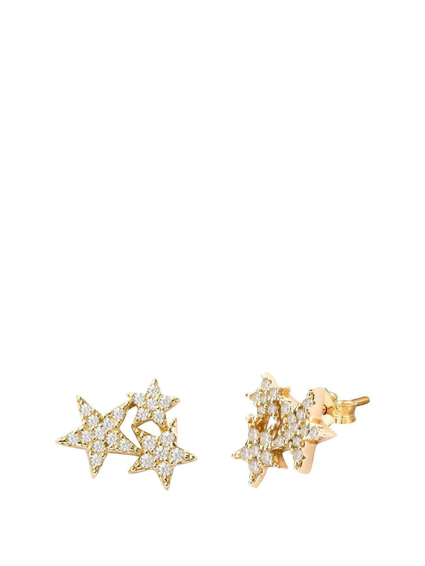 undefined 18Ct Gold Plated Sterling Silver Triple Star Stud Earrings