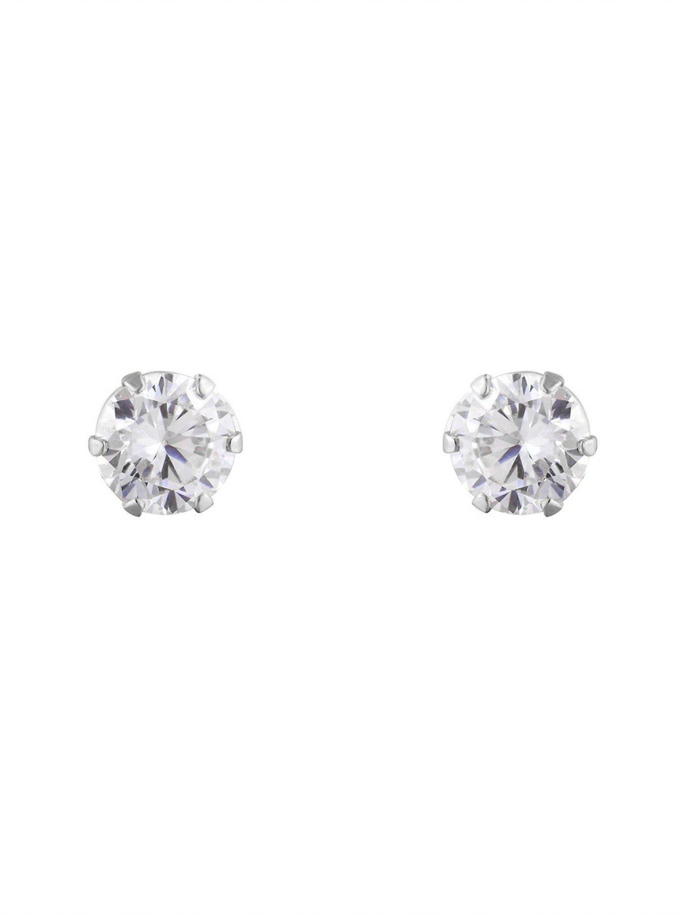 Image 3 of 6 of The Love Collection Sterling Silver 4mm Cubic Zirconia Studs With Christmas Tree Gift Box