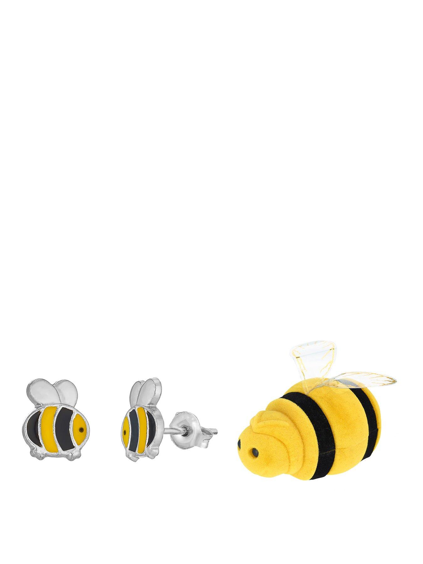 undefined Sterling Silver Bumblebee Stud Earrings with Novelty Gift Box