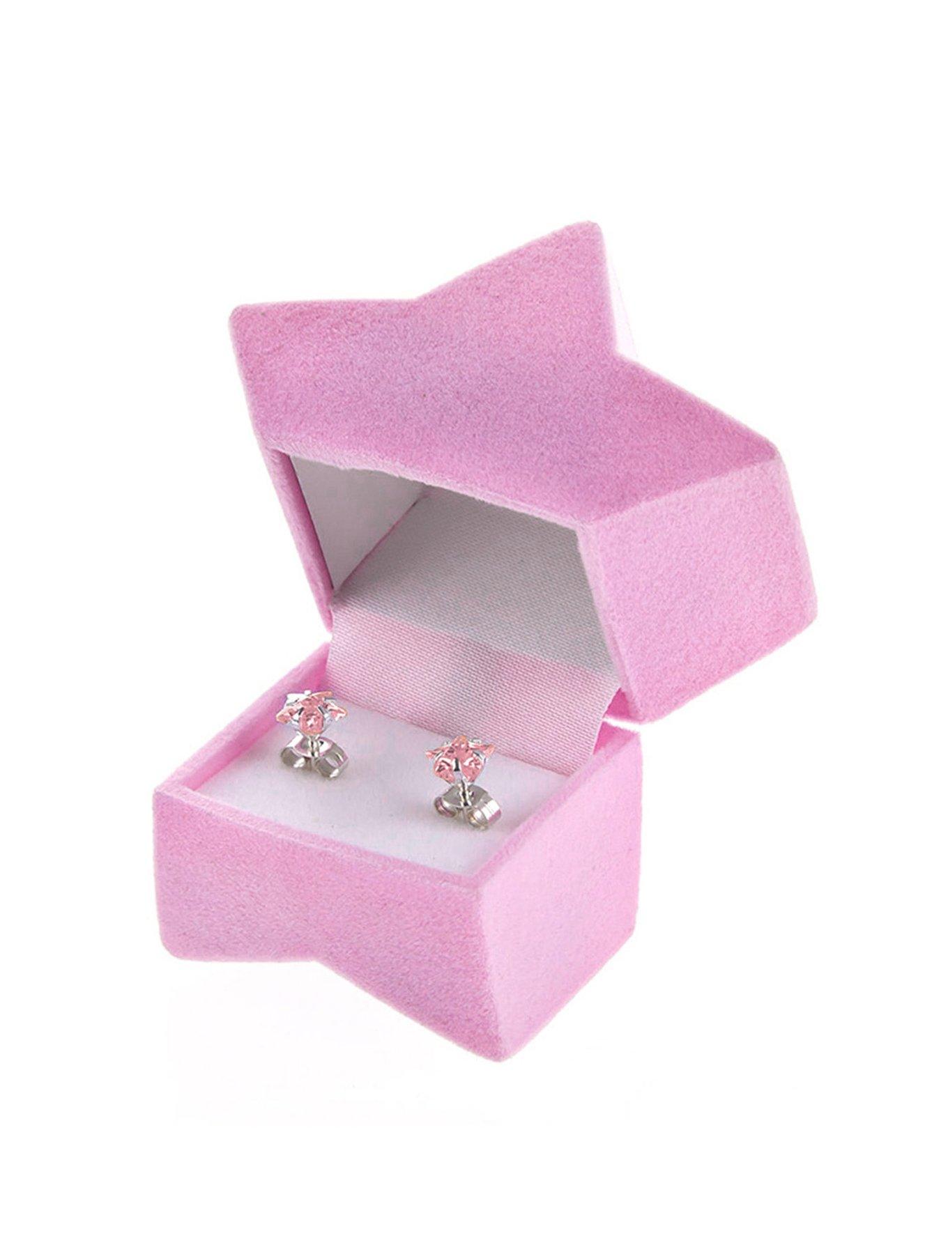 Image 6 of 6 of The Love Collection Sterling Silver Small Pink CZ Stars Stud Earrings with Novelty Gift Box