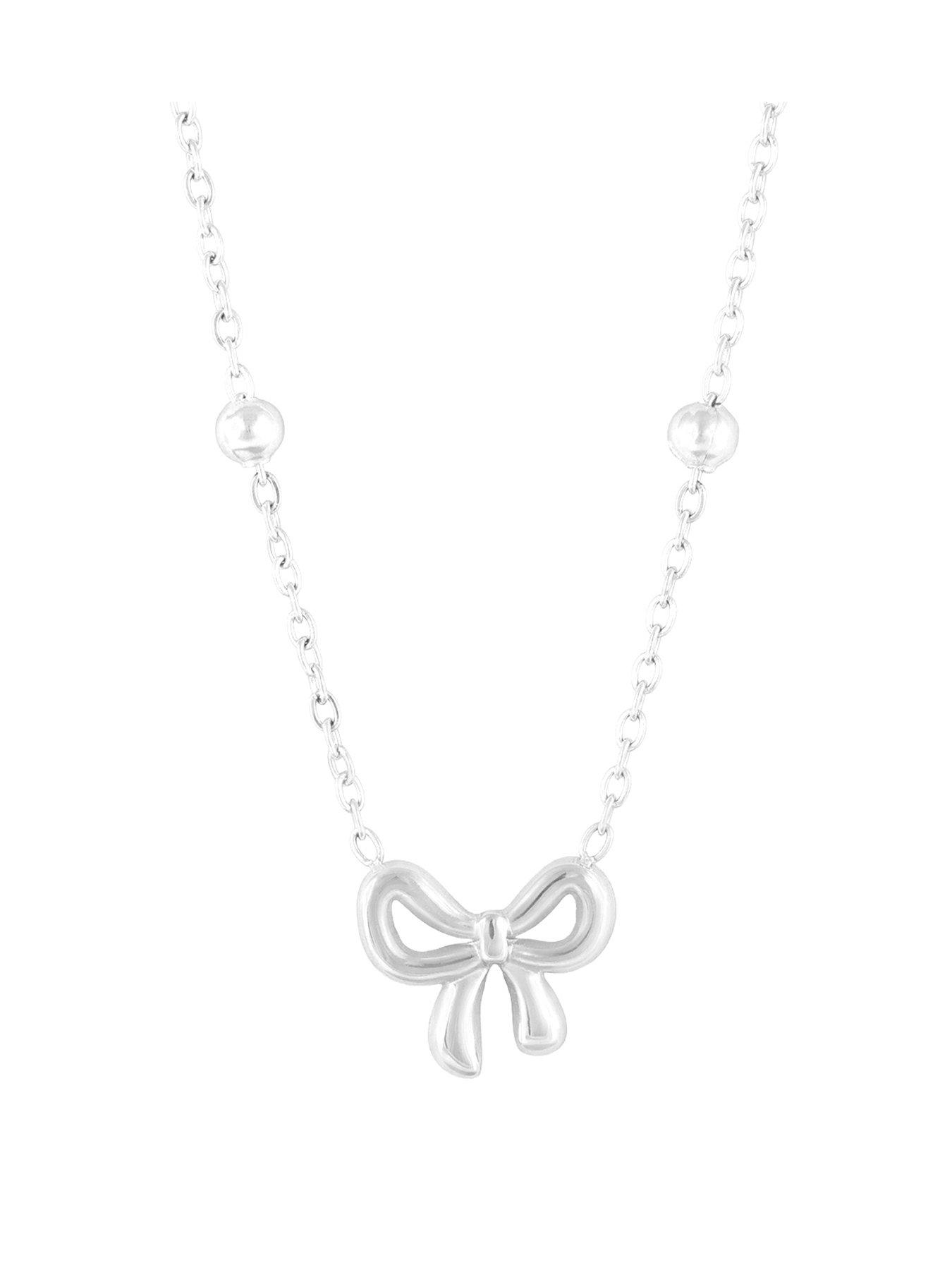 The Love Collection Stainless Steel Bow Saturno Necklace