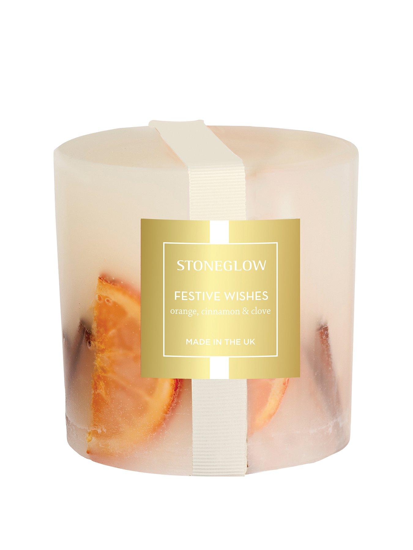  image of stoneglow-festive-wishes-fat-pillar-candle