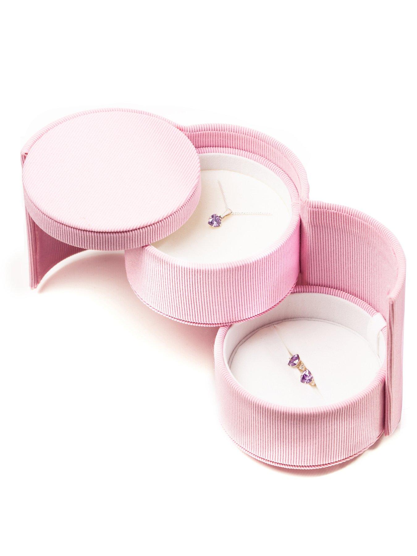  image of the-love-collection-pink-cz-heart-stud-earring-and-pendant-set