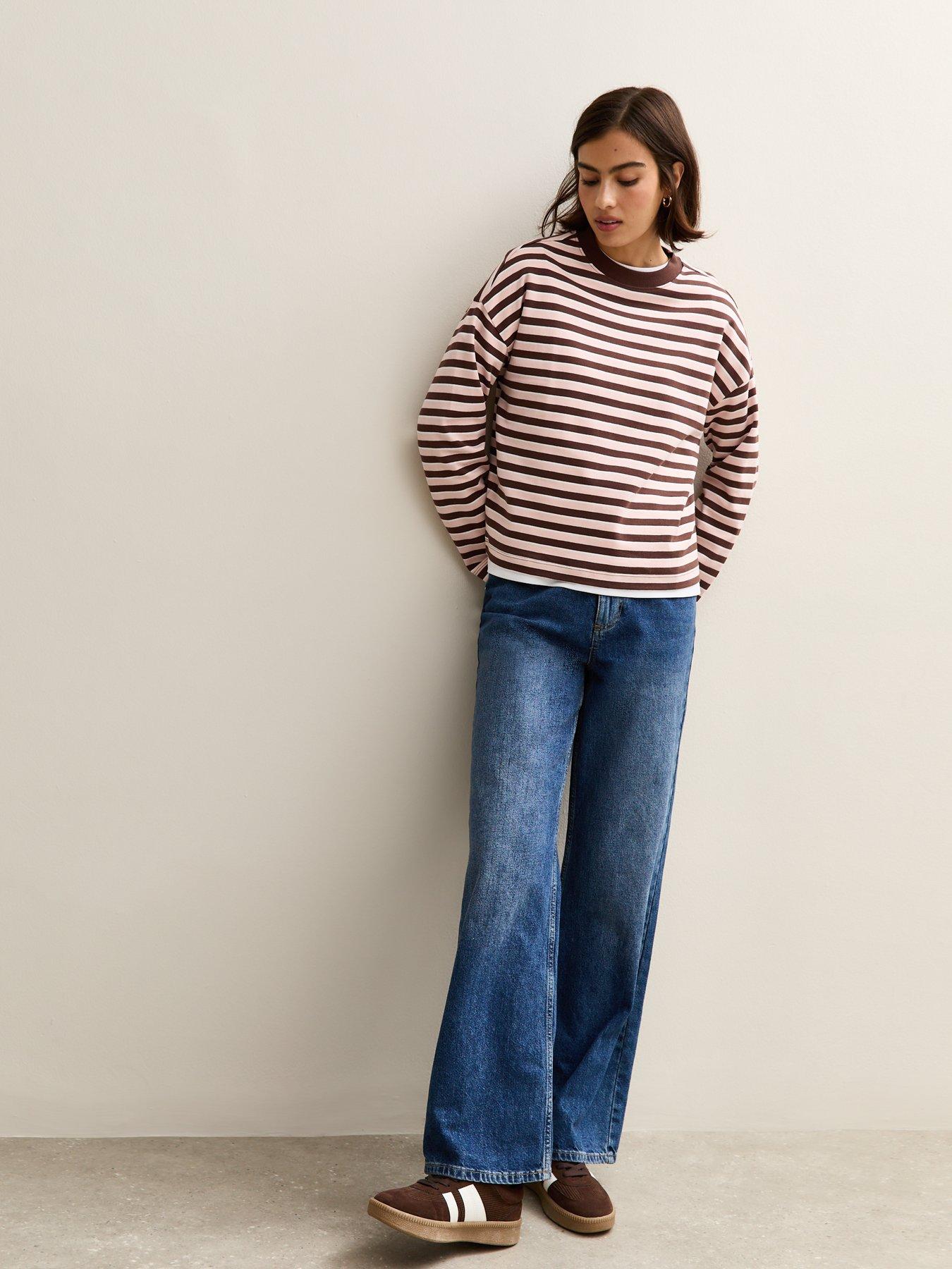 Image 3 of 5 of New Look Striped Premium Heavyweight Cotton Long Sleeves Top - Pink