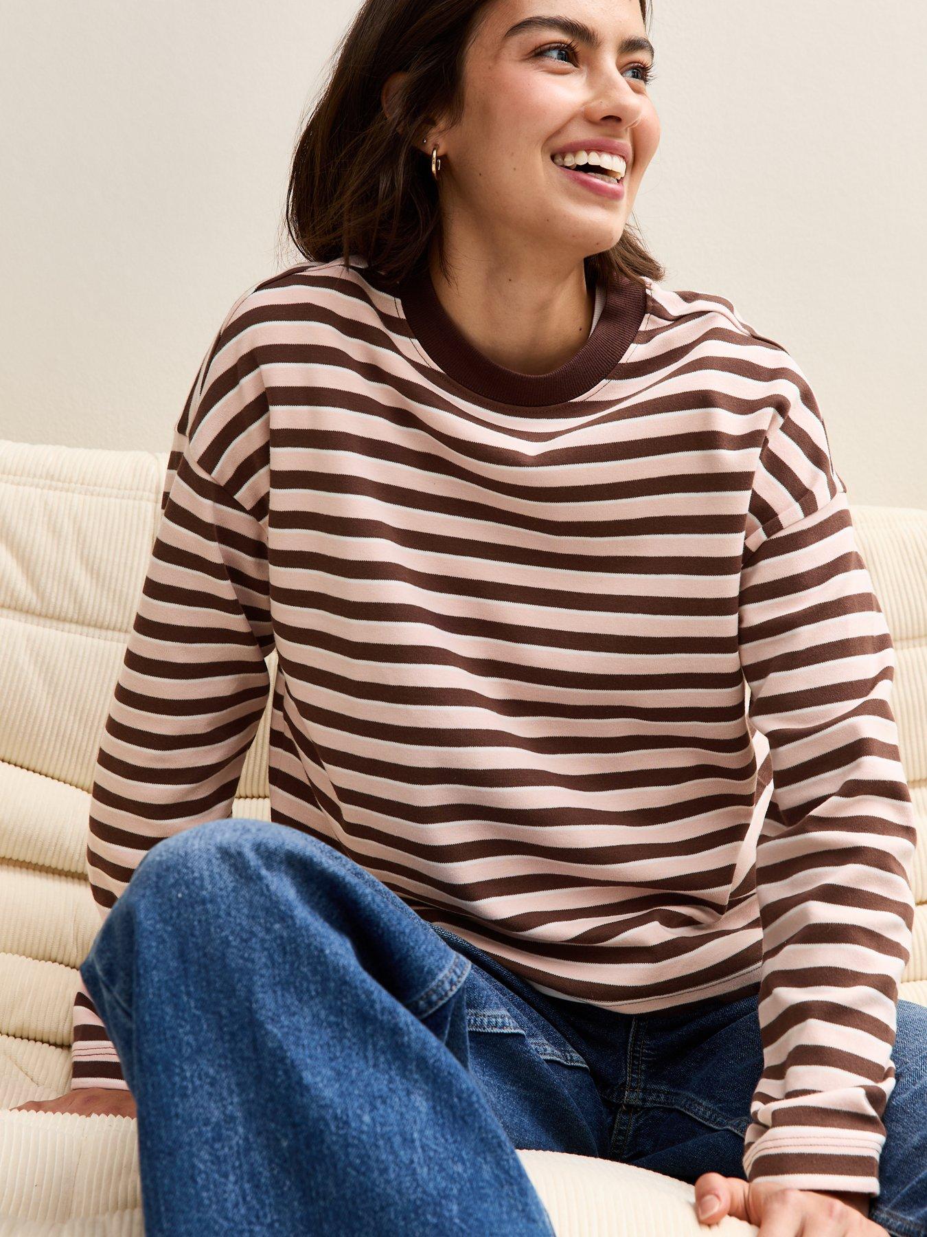 Image 5 of 5 of New Look Striped Premium Heavyweight Cotton Long Sleeves Top - Pink