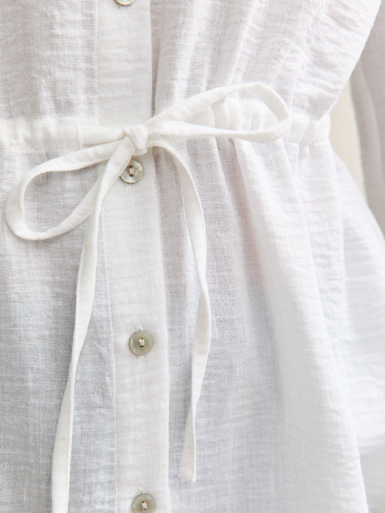Image 5 of 5 of New Look Lou Linen Drawstring Shirt - White