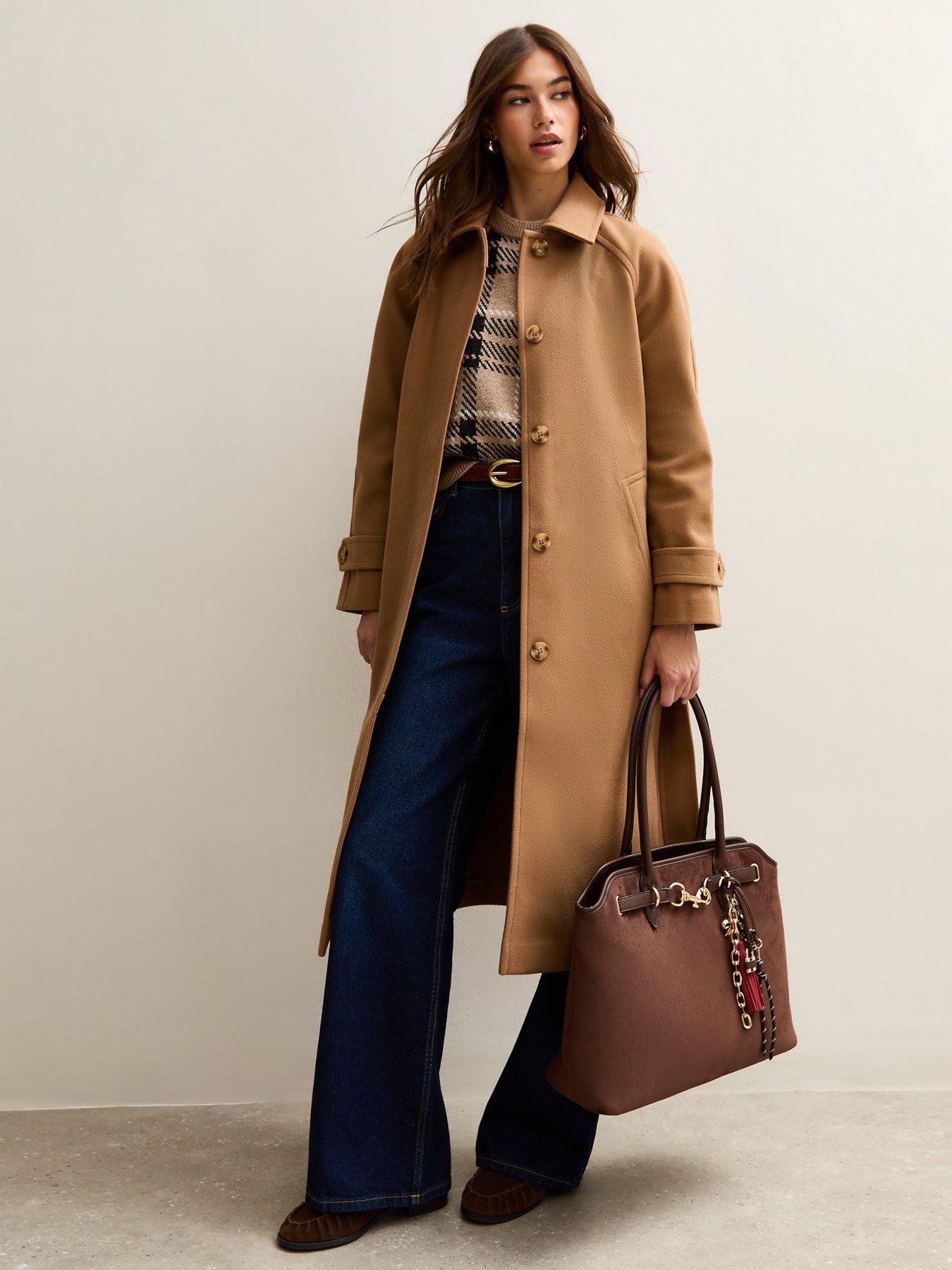 undefined Button Front Belted Midi Coat - Brown