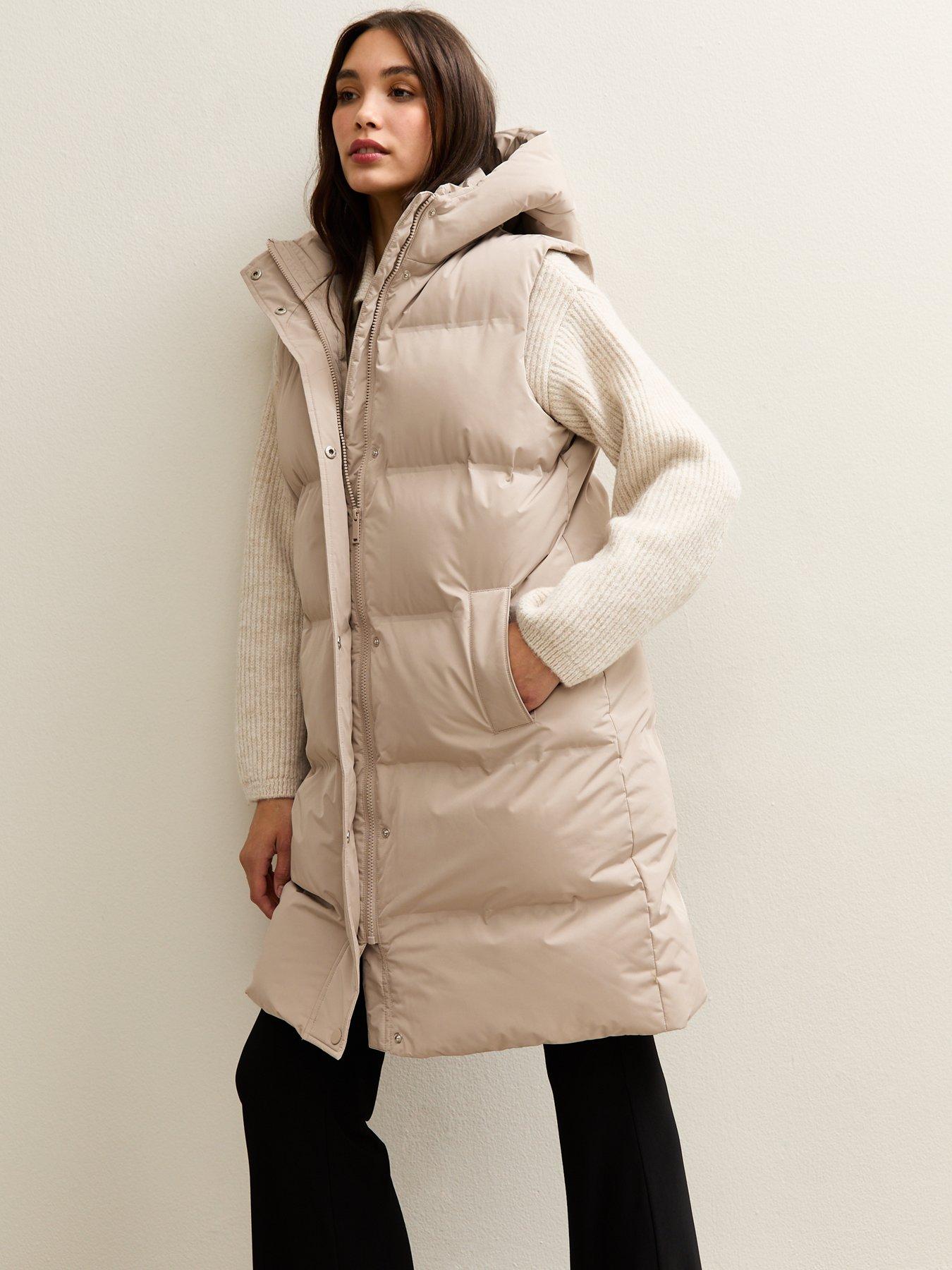 undefined Padded Tiered Midi Gilet - Cream