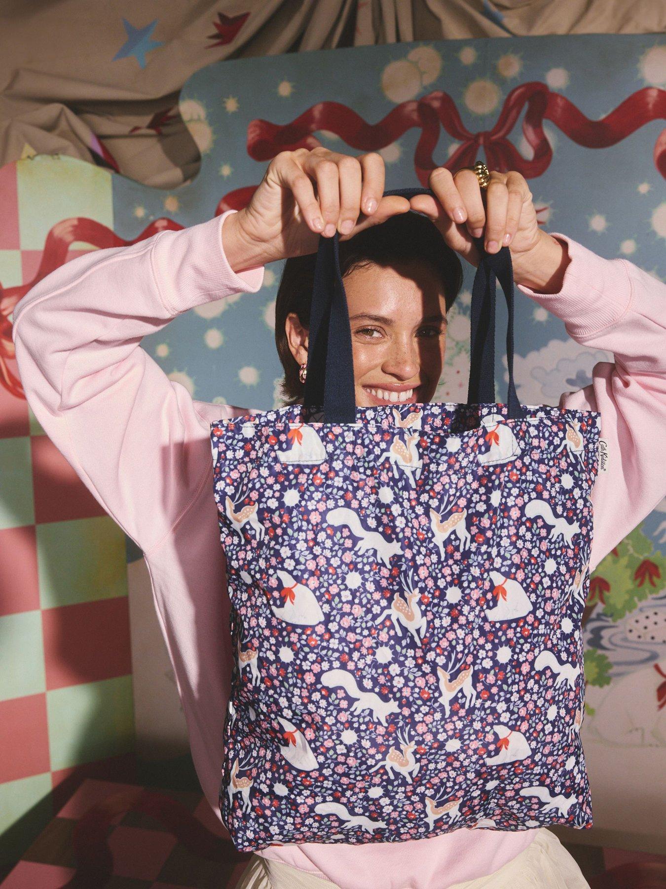 Image 3 of 7 of Cath Kidston Polar Ditsy Medium Foldaway Tote - Navy