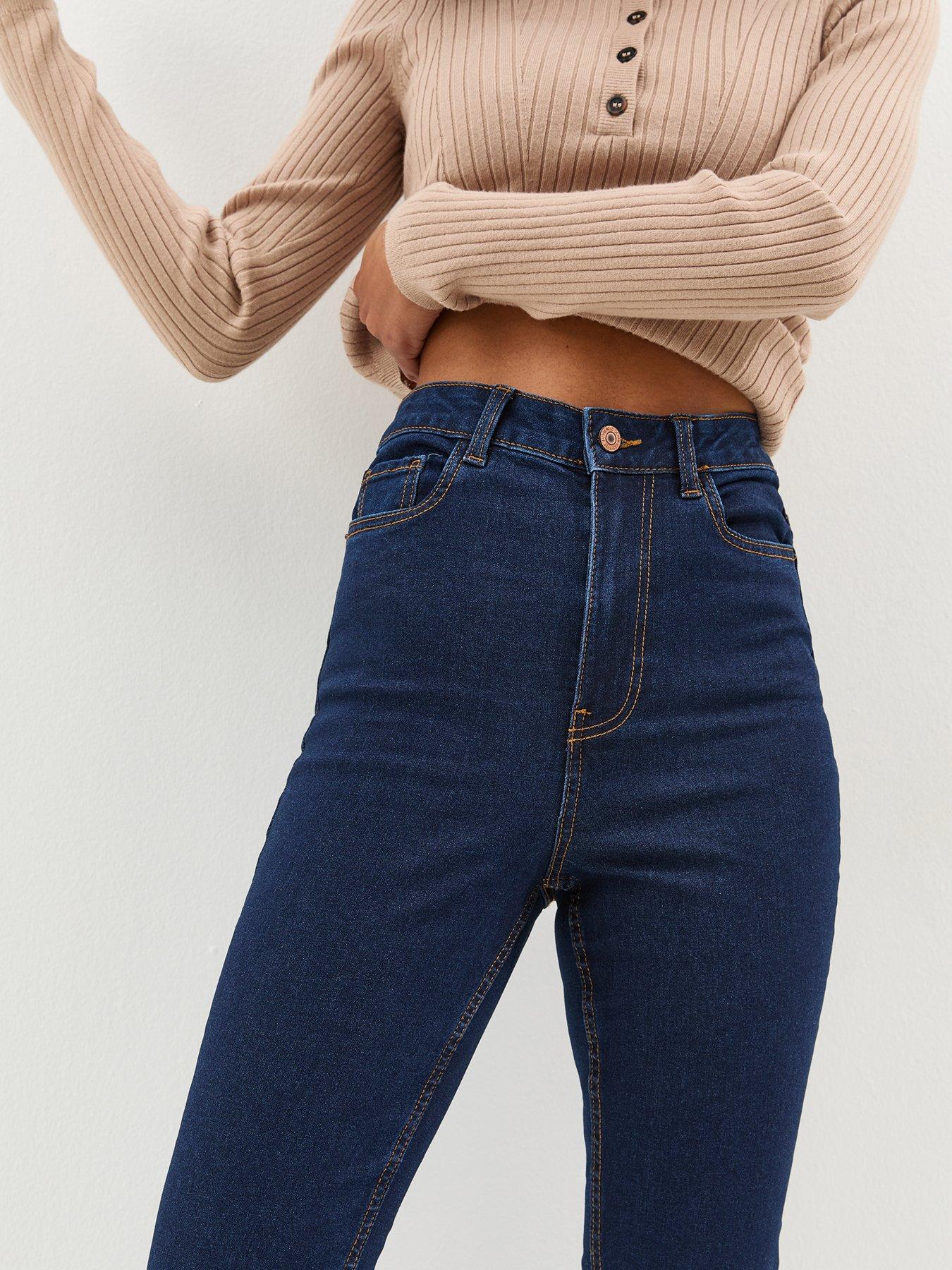 Image 6 of 6 of New Look Waist Enhance Quinn Bootcut Stretch Denim Jeans - Indigo Wash