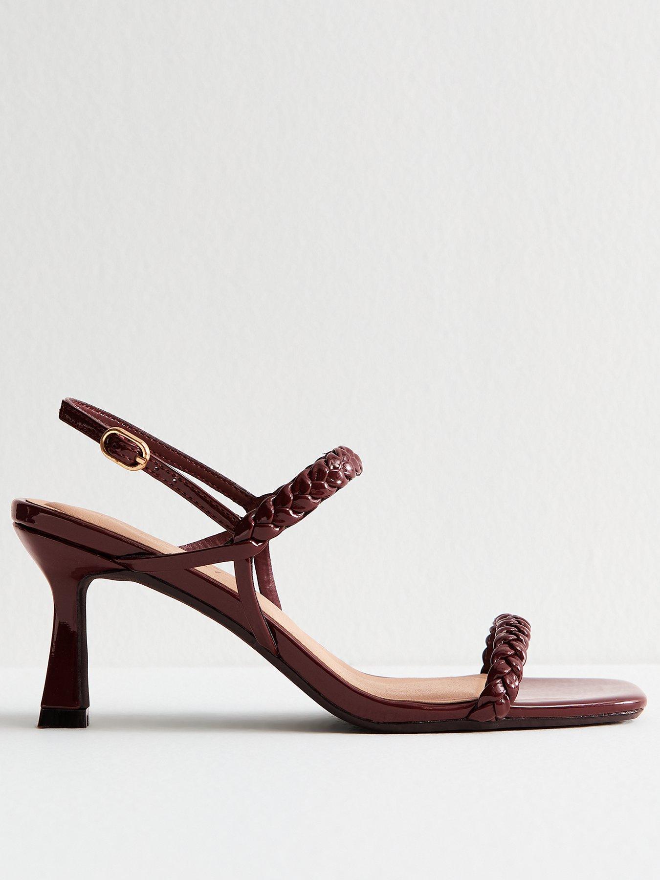 undefined Dark Burgundy Faux Leather Braided Strap Sandals