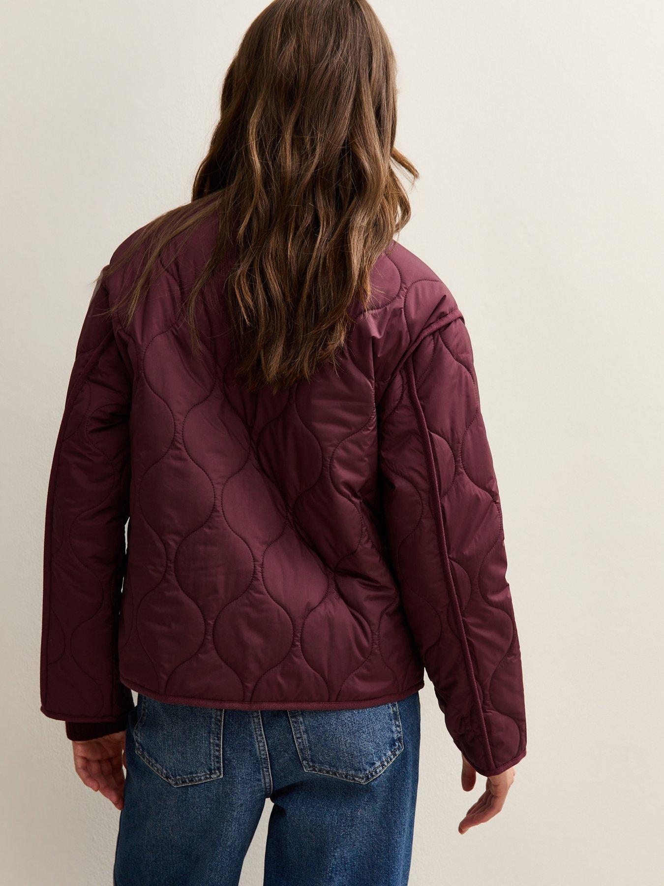 Image 2 of 5 of New Look Quilted Padded Jacket - Burgundy