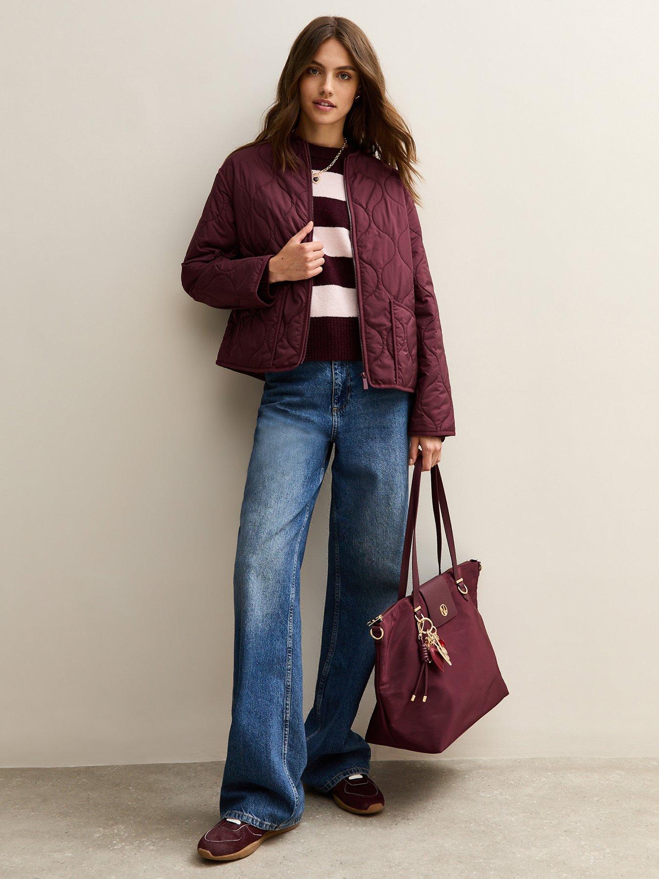 Image 3 of 5 of New Look Quilted Padded Jacket - Burgundy