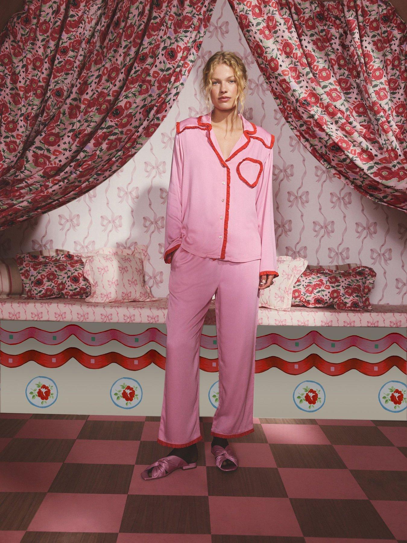 Cath Kidston Frill Detail Heart Pyjama Set - Pink