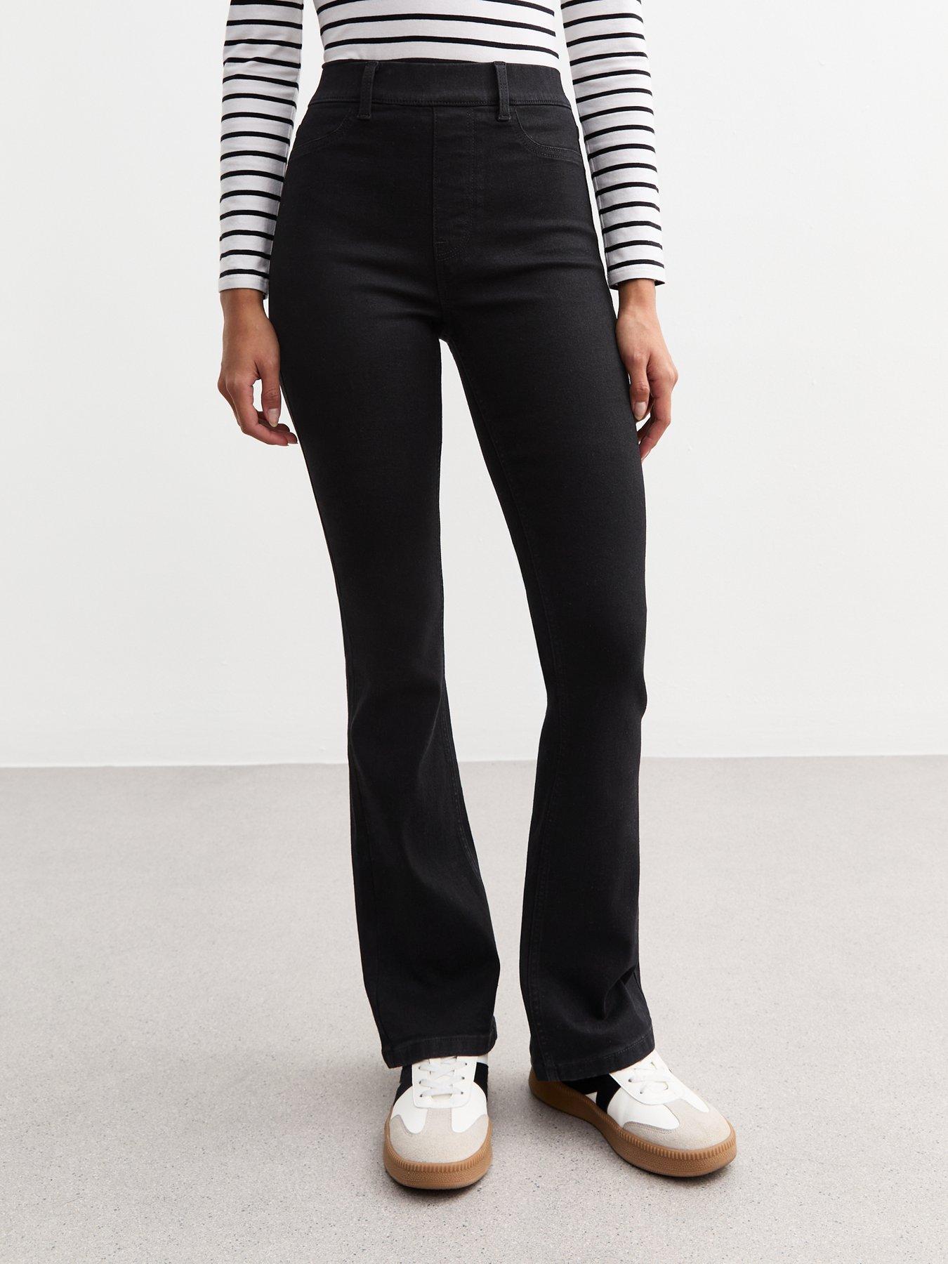 undefined Pull On Bootcut Jeans - Washed Black