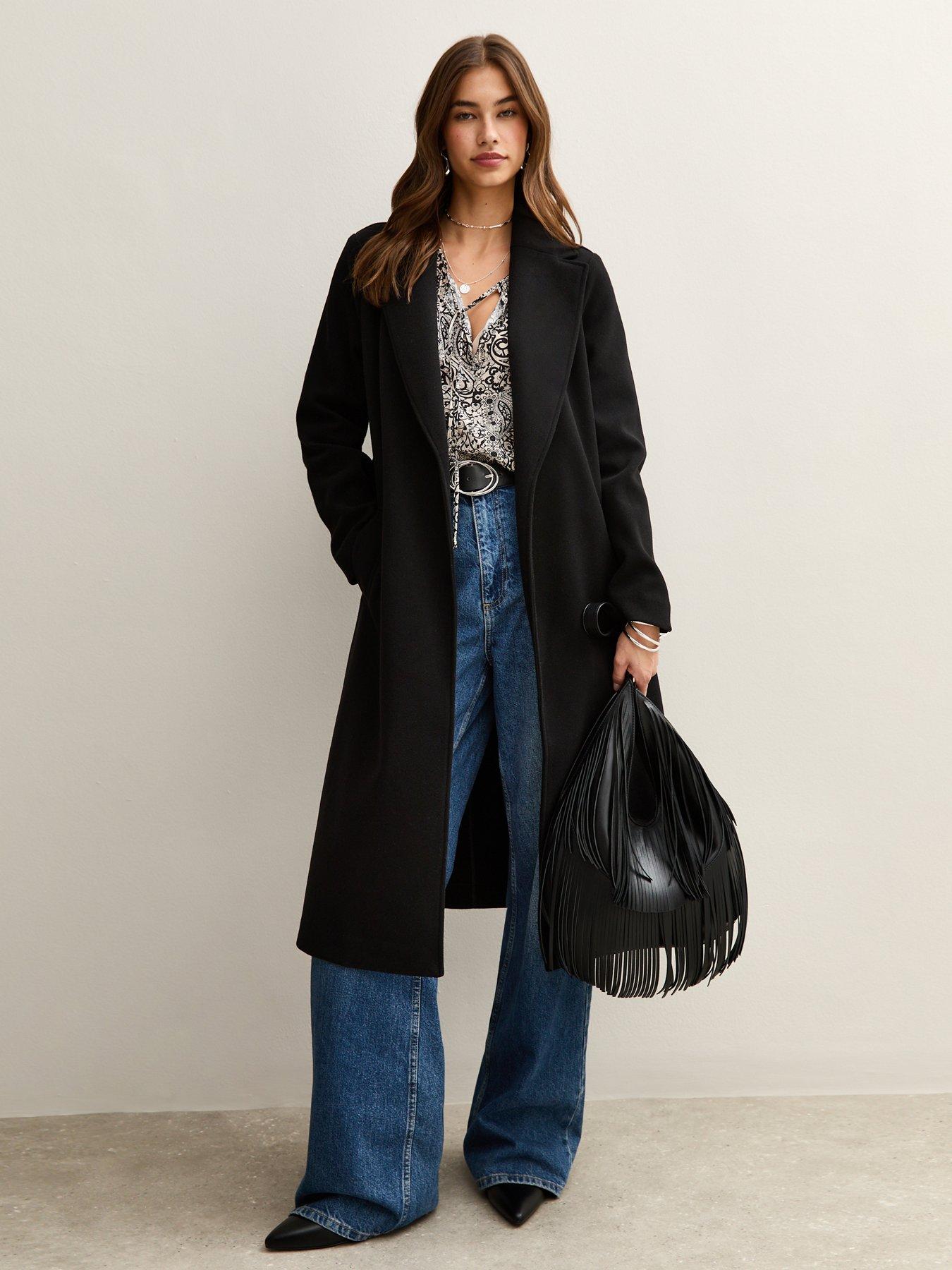New Look Unlined Longline Belted Coat - Black