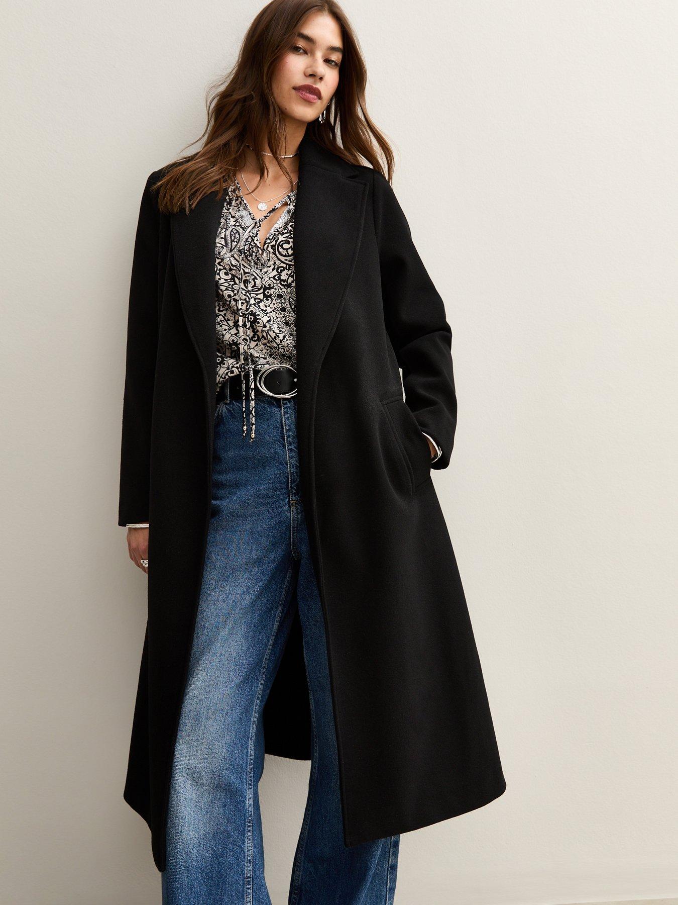  image of new-look-unlined-longline-belted-coat-black