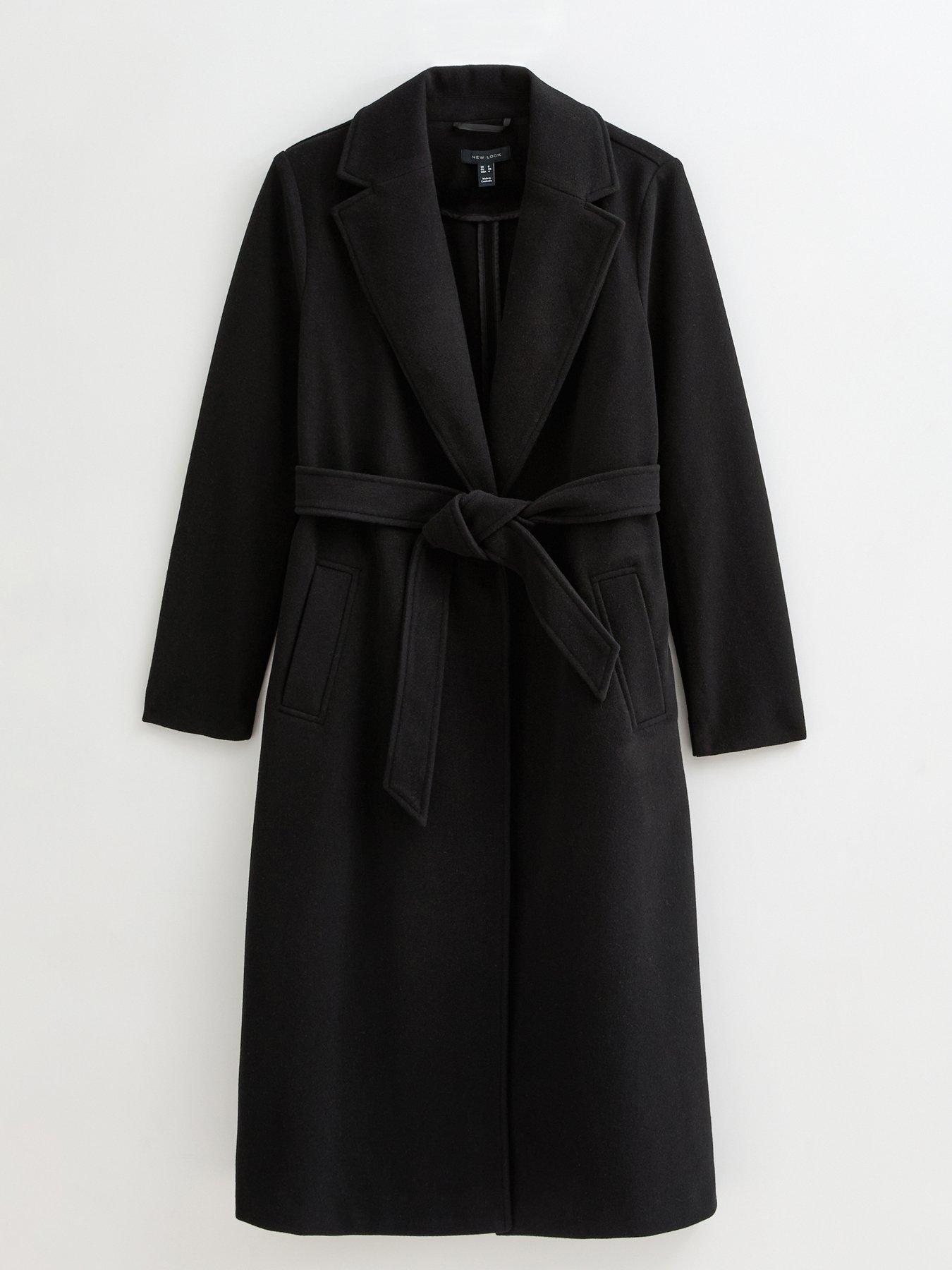  image of new-look-unlined-longline-belted-coat-black