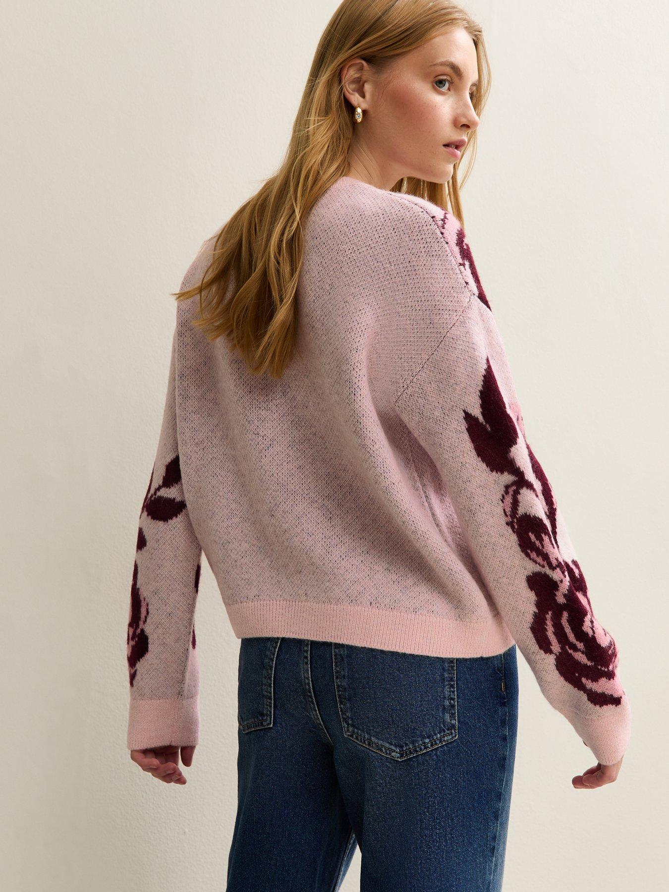 Image 2 of 5 of New Look Floral Pattern Midweight Jumper - Pink