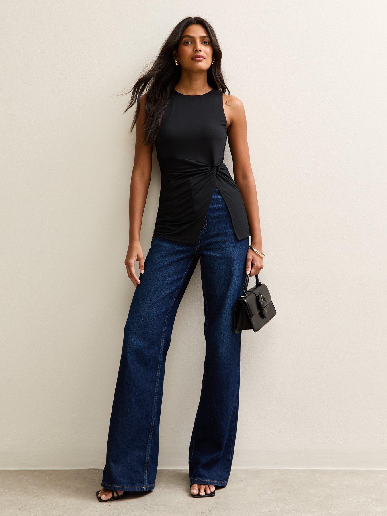 Image 3 of 4 of New Look Twisted Front Longline Vest - Black