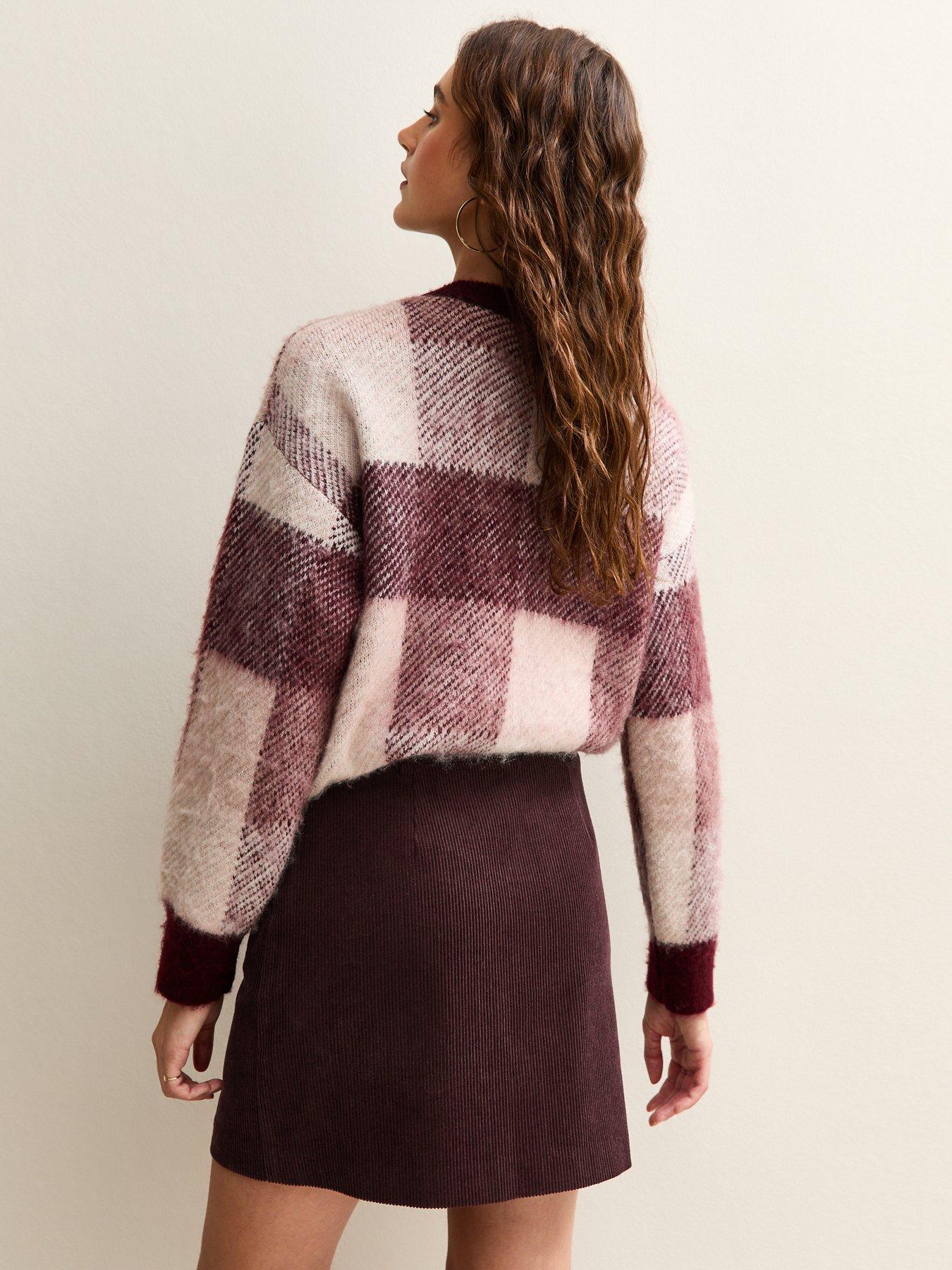  image of new-look-burgundy-corduroy-mini-skirt