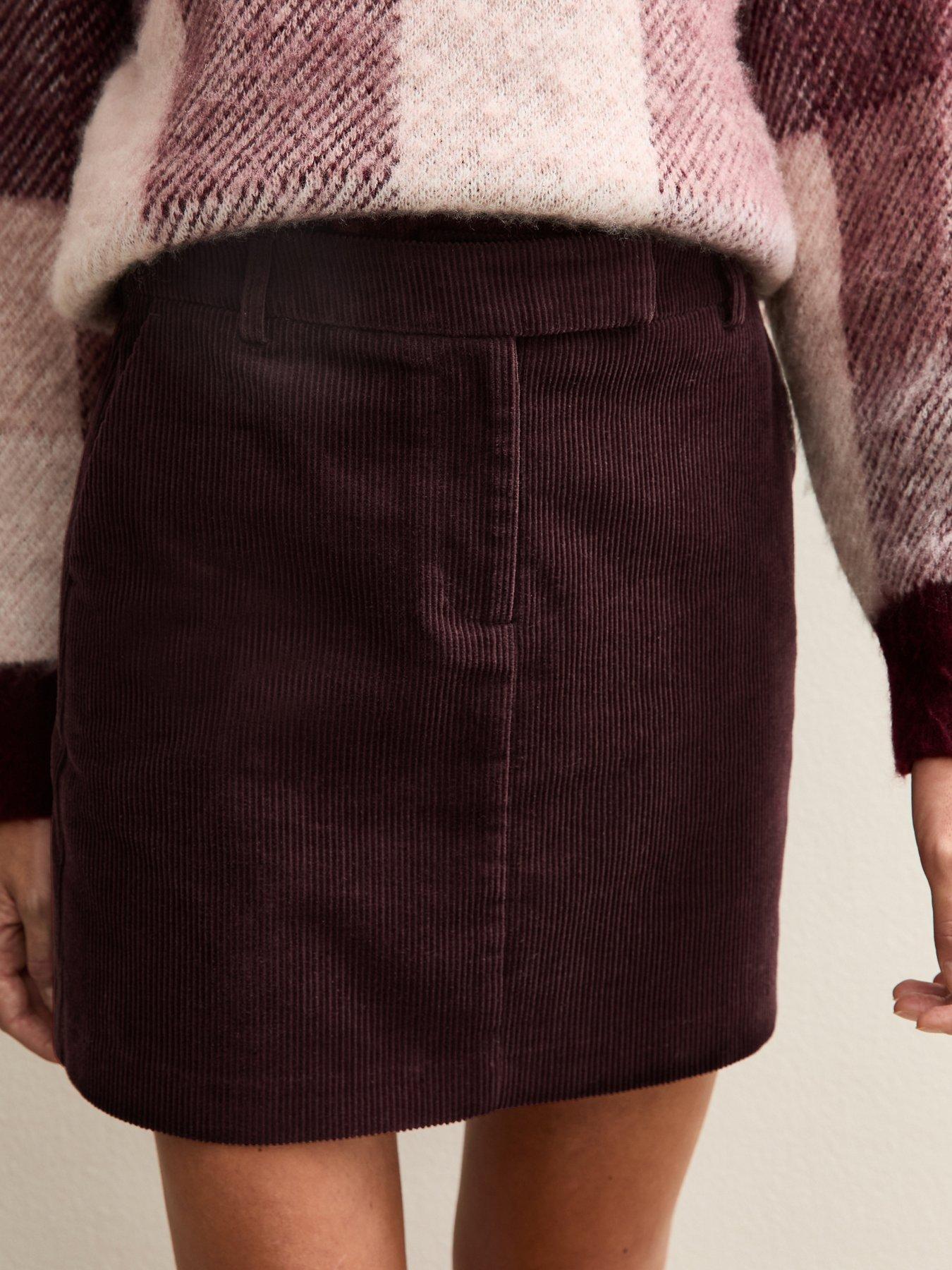 Image 4 of 6 of New Look Burgundy Corduroy Mini Skirt