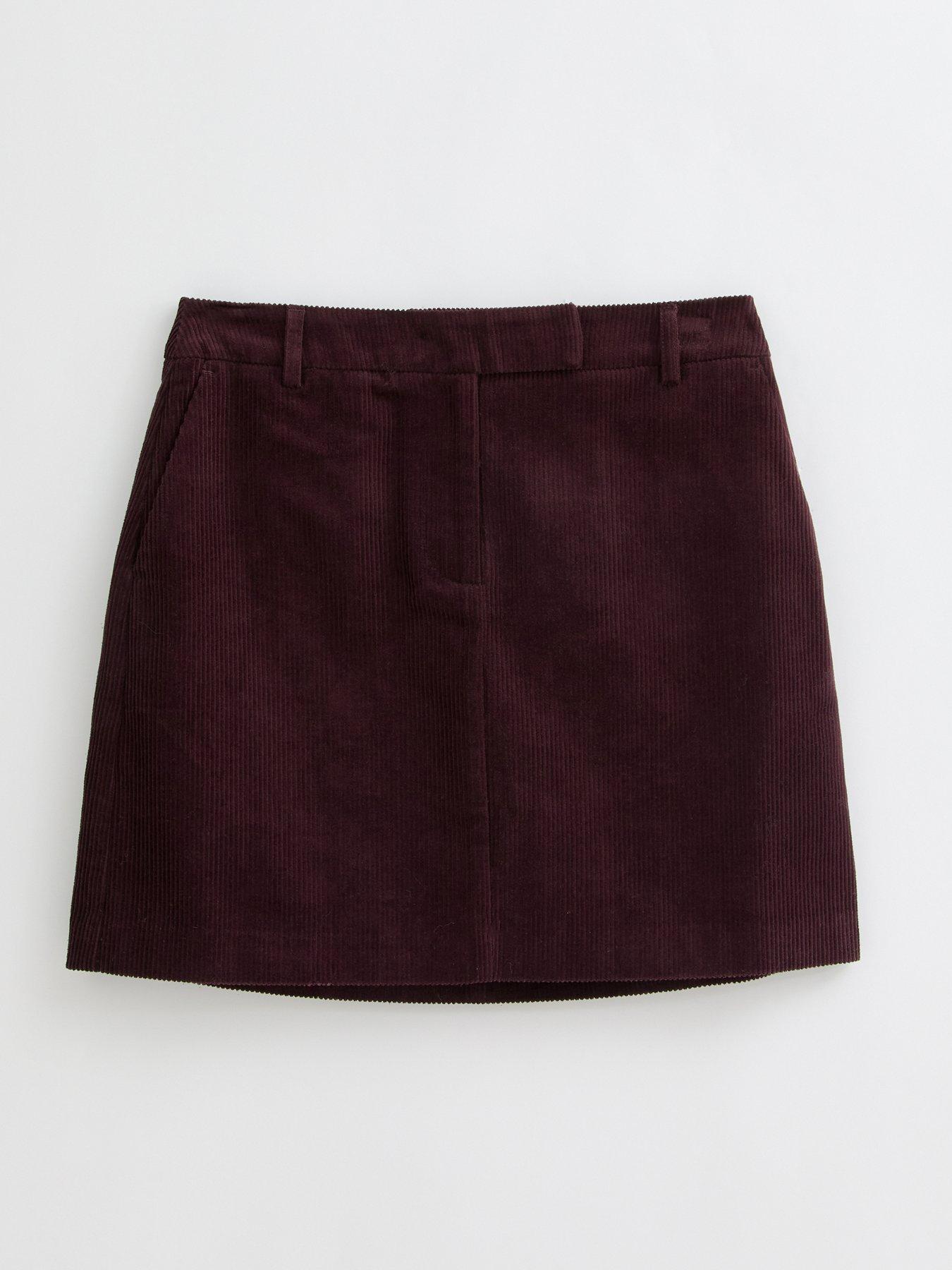  image of new-look-burgundy-corduroy-mini-skirt