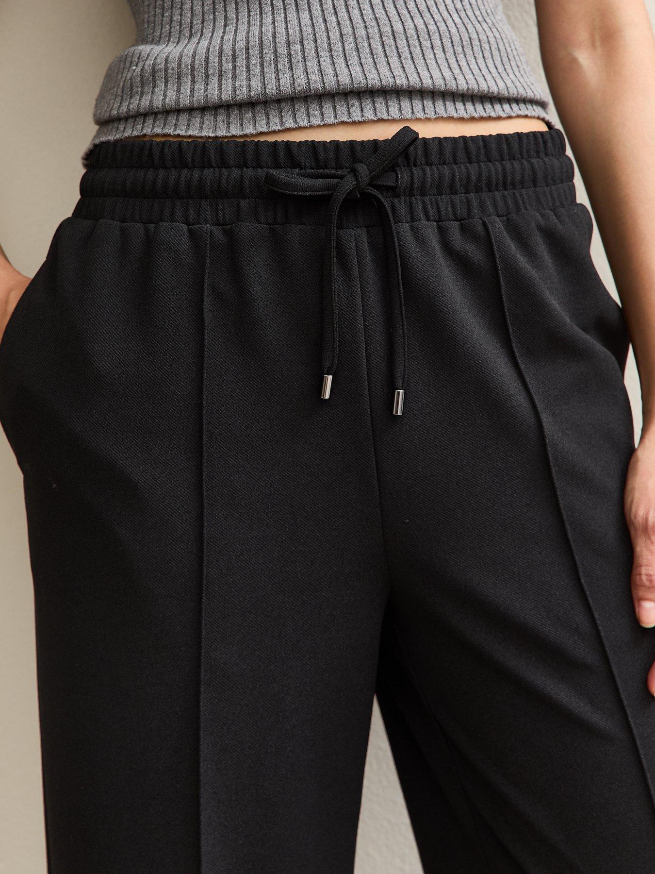 Image 4 of 6 of New Look Wide Leg Elasticated Waist Jersey Trousers - Black
