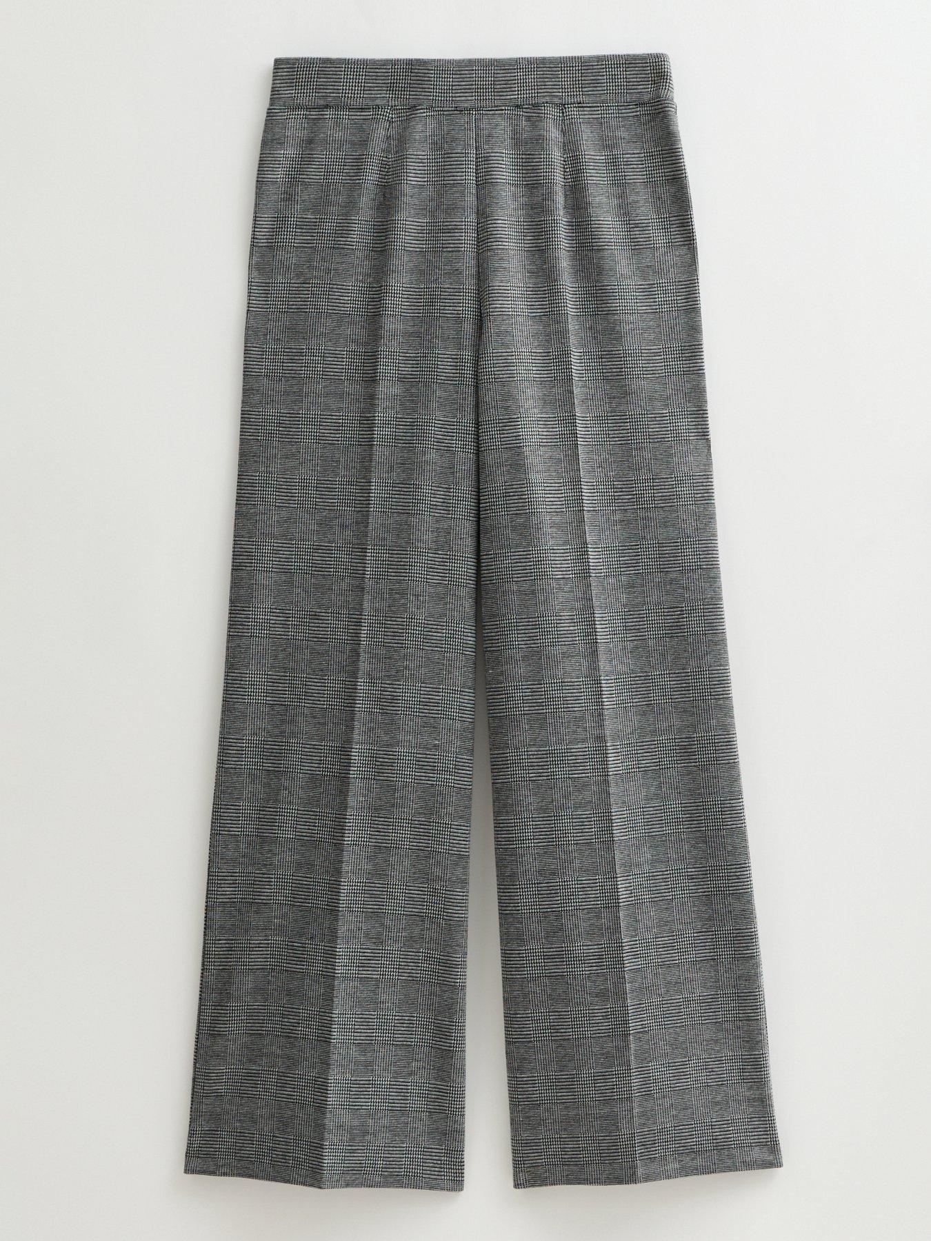 Image 5 of 5 of New Look Grey Jersey Checked Wide Leg Trousers