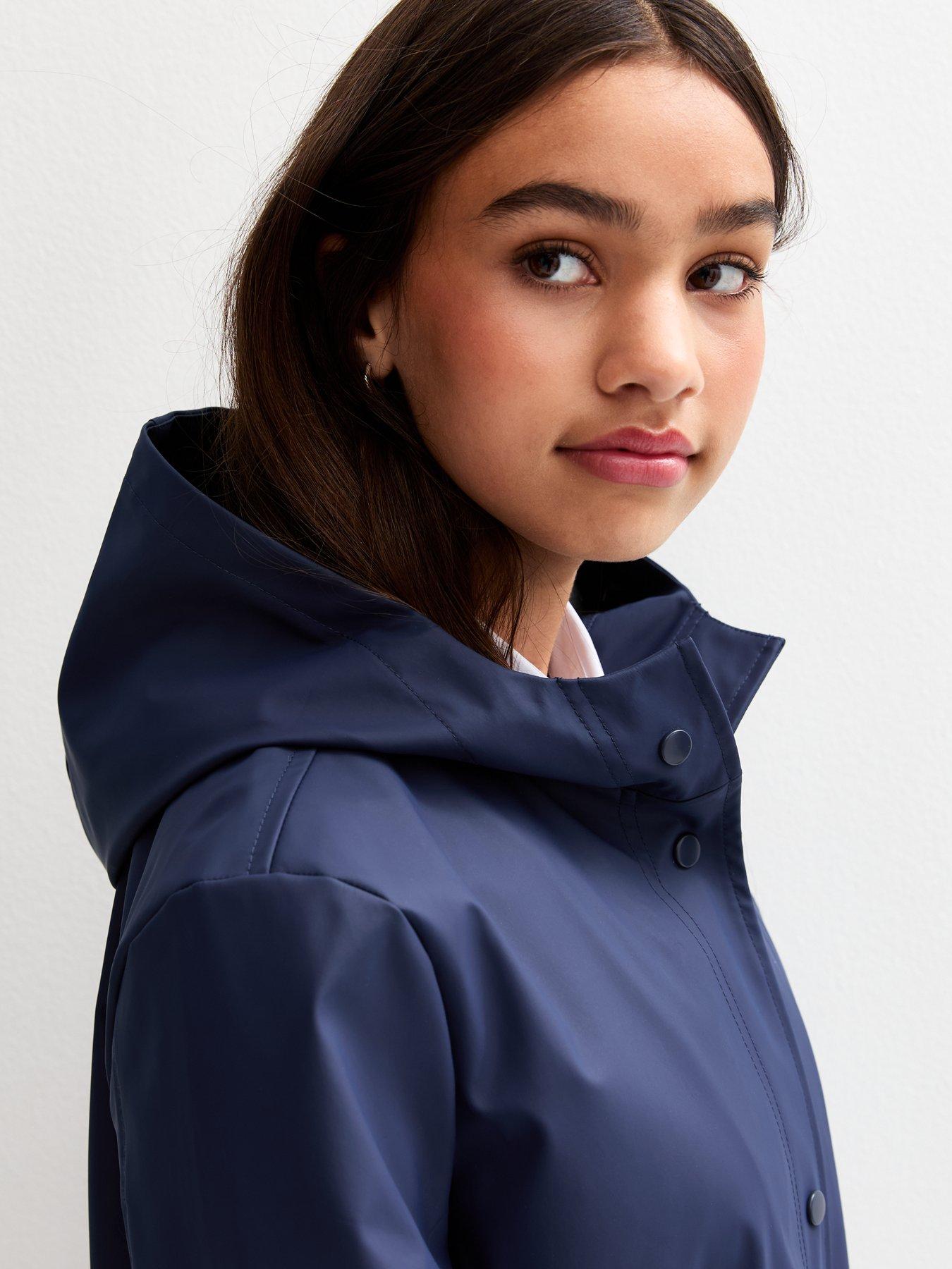  image of new-look-915-girls-hooded-unlined-jacket-navy