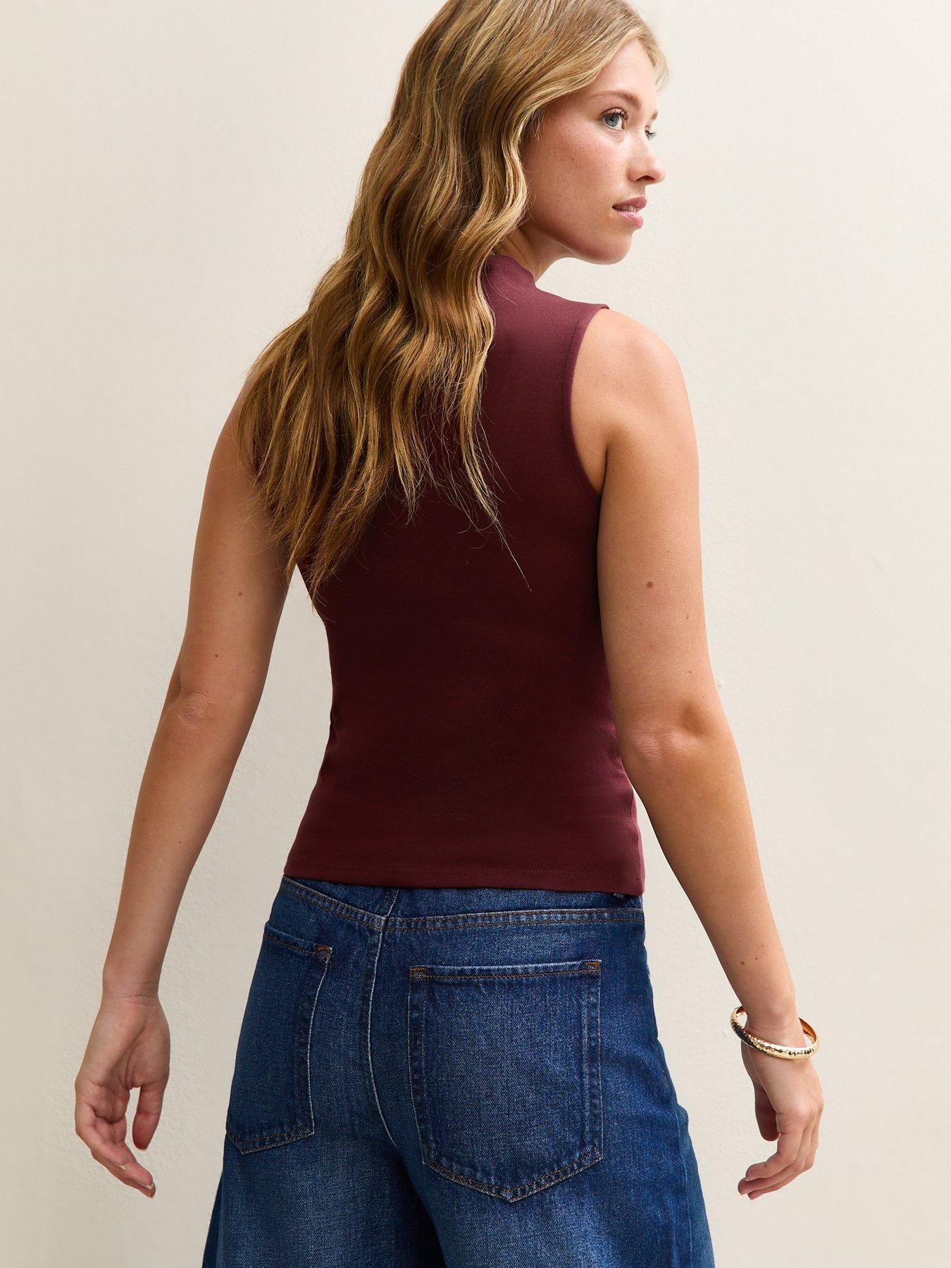 Image 2 of 4 of New Look High Neck Vest Top - Red
