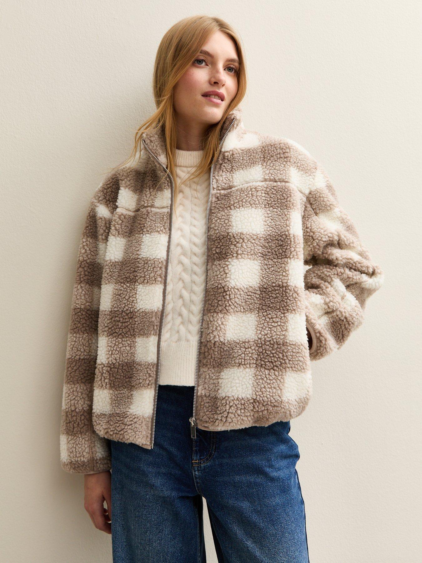 undefined Brown Checked Borg Jacket
