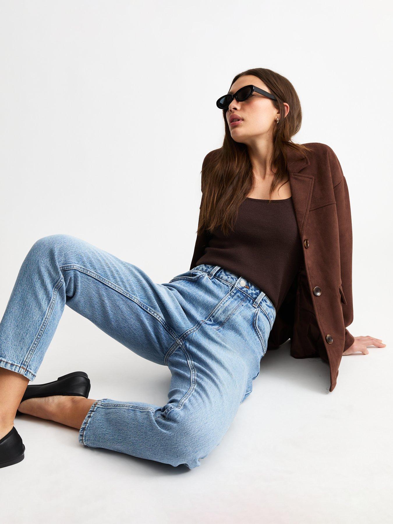 Image 1 of 6 of New Look Light Blue Hannah Ankle Grazer Straight Leg Jeans